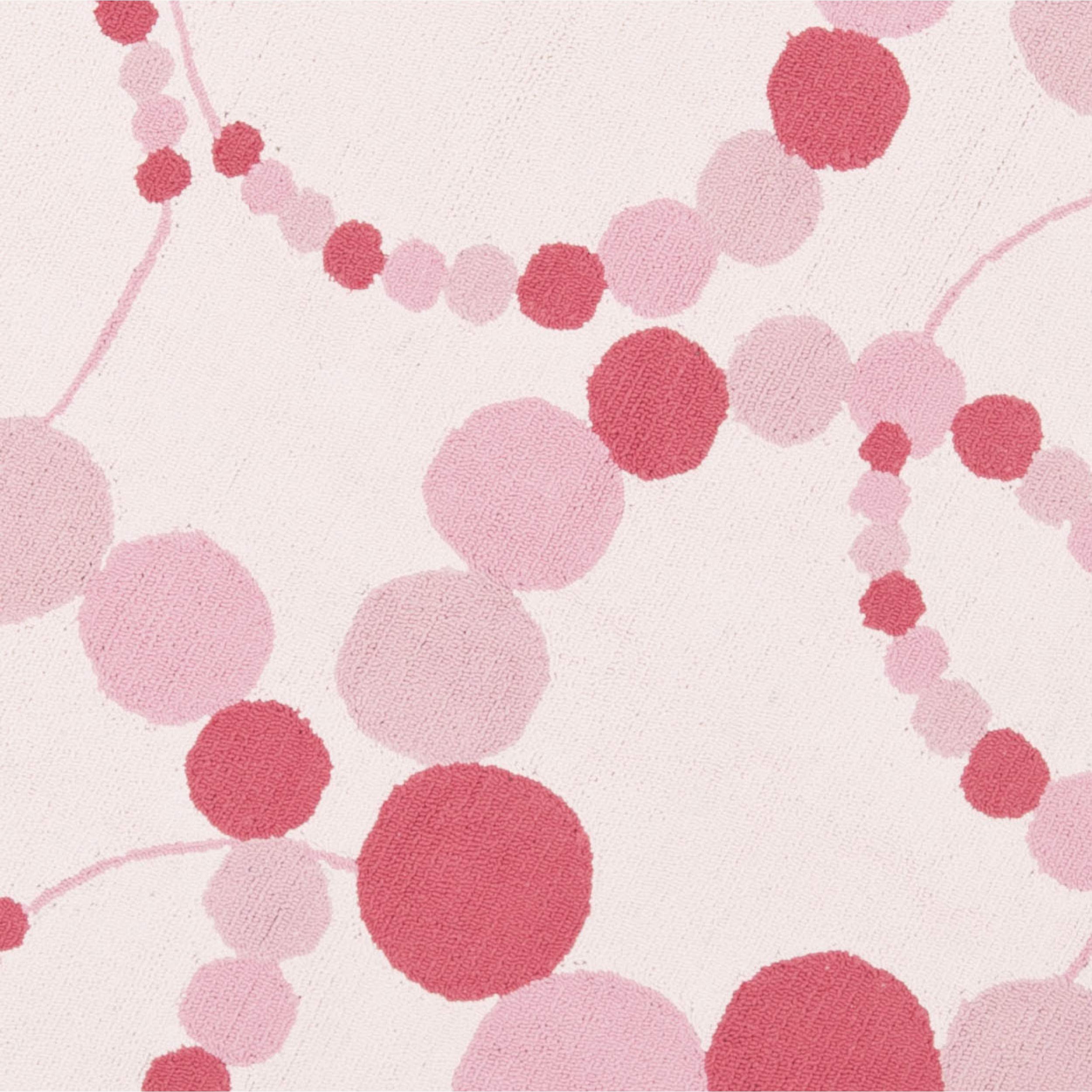 SAFAVIEH Kids Collection 6-Foot Round Ivory & Pink SFK214A Dots Cotton Area Rug - Soft Playroom Rug for Nursery, Bedroom, and Kids' Room Decor