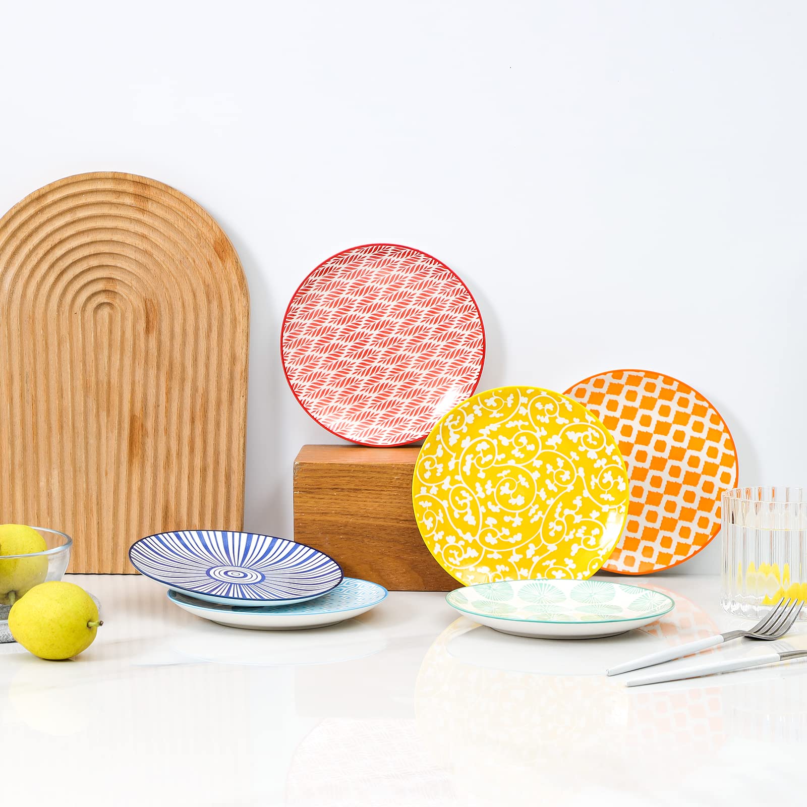 Selamica 6-Inch Ceramic Dessert Plates Set of 6 - Small Appetizer Plates for Cake, Snacks, Salad & Side Dishes - Microwave & Dishwasher Safe - Perfect for Parties, Tea Time & Home Dining