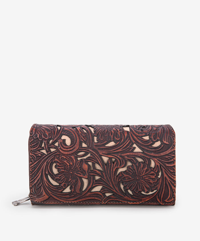 Trinity Ranch Genuine Leather Tooled Wallet for Men - Western Style Bifold Wallet with RFID Protection - Perfect for Cowboy Boots, Rodeo & Everyday Use