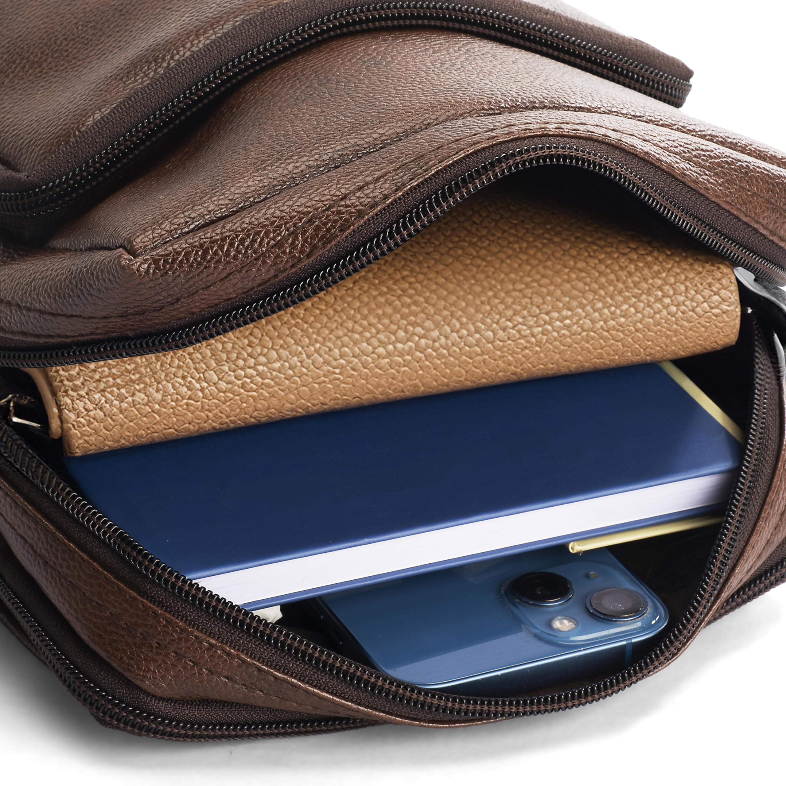 Premium Men's Crossbody Sling Bag - Waterproof Lightweight Leather Shoulder Bag with Adjustable Strap & Hidden Pocket | Perfect for Travel, Work Commute, Cycling & Outdoor Activities | Made in India