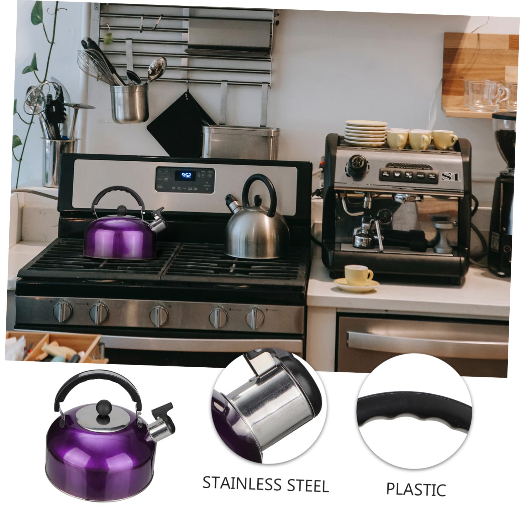 Premium Stainless Steel Whistling Tea Kettle - 3L Stovetop & Induction Compatible - Purple Tea Pot for Home, Office & Kitchen - Perfect for Brewing Tea, Boiling Water & Coffee Making