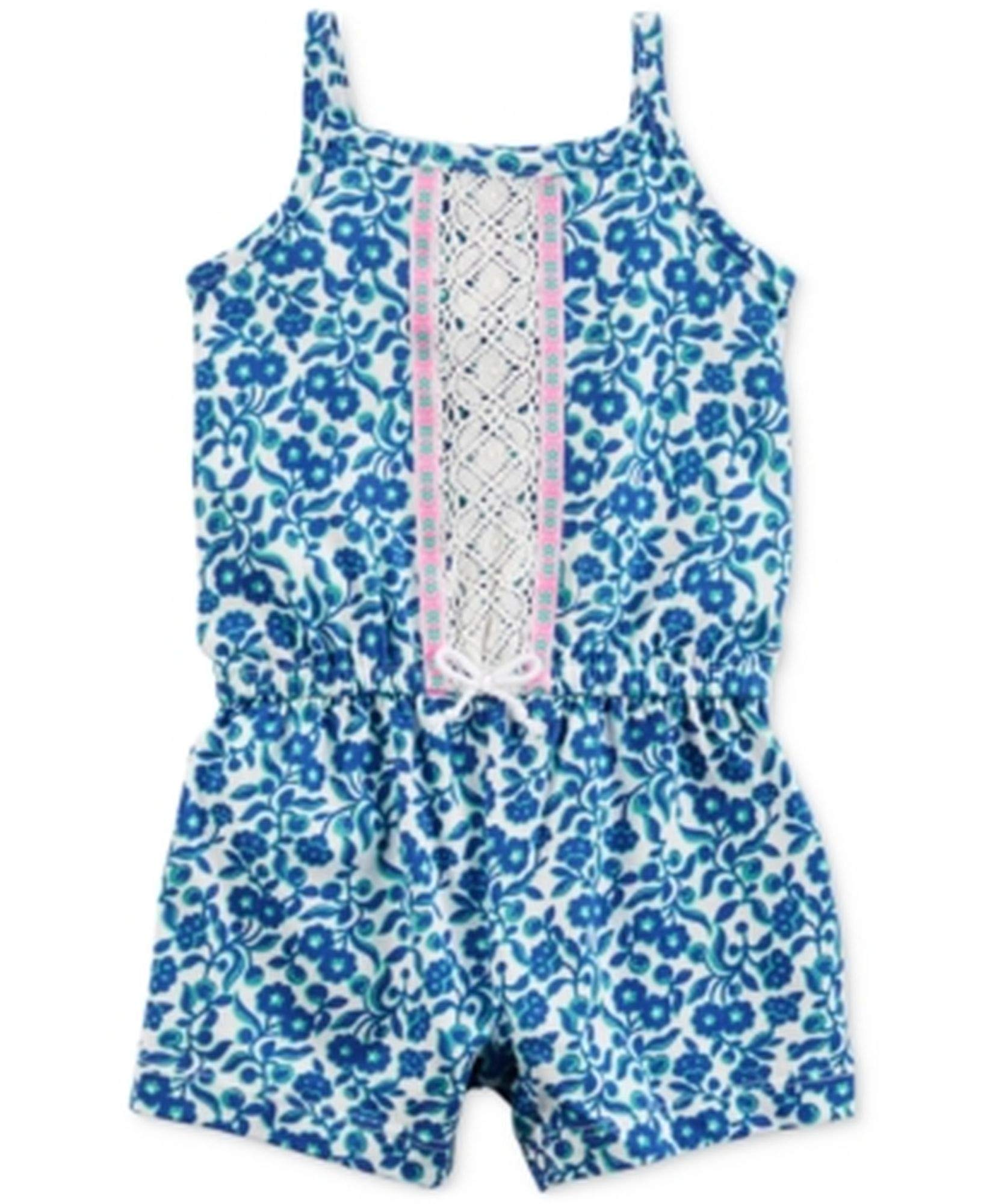Carter's Infant Girls Blue Floral Romper with White Bow - Soft Baby Outfit for Newborns & Toddlers - Perfect for Photos, Parties & Everyday Wear