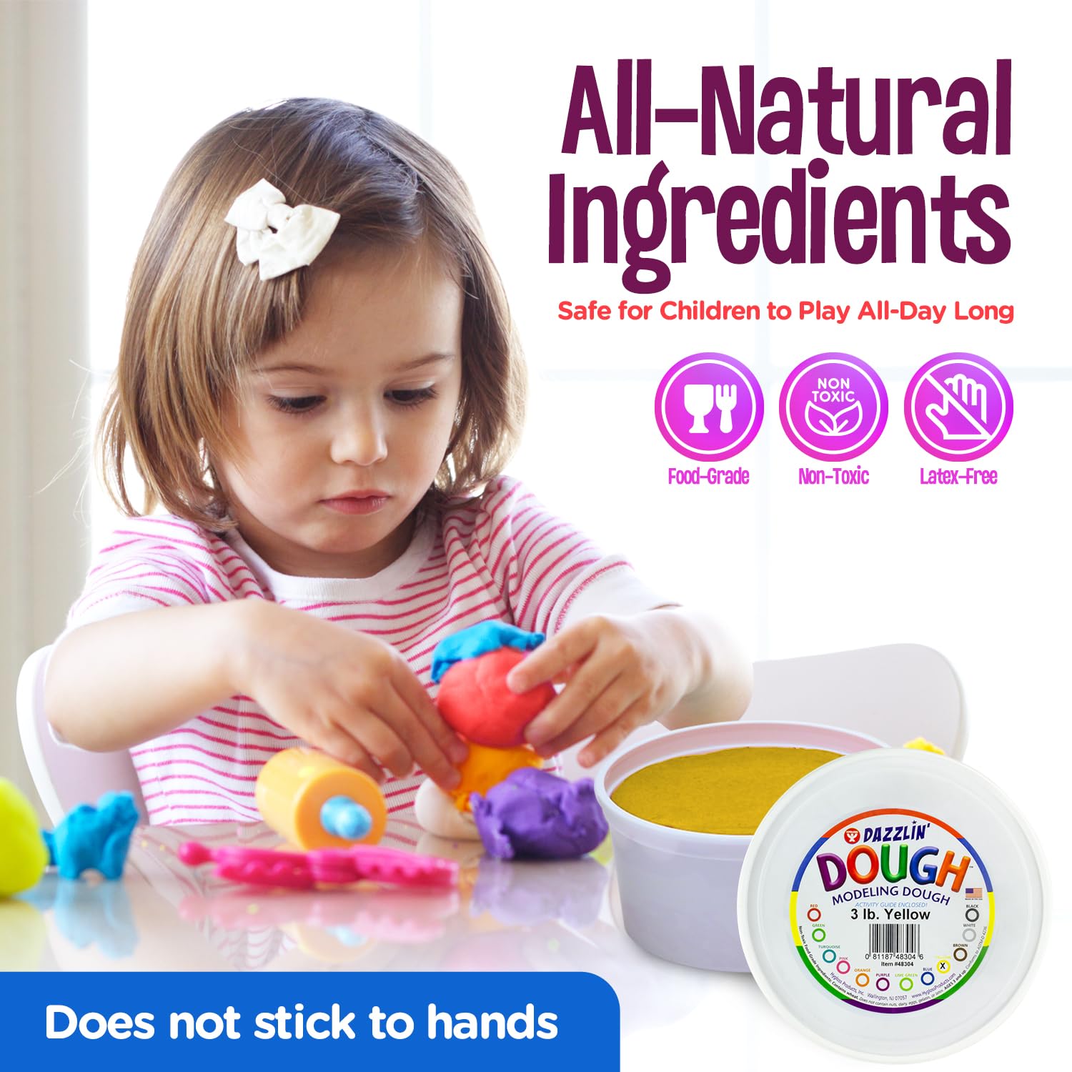 Hygloss 3lb Play Modeling Dough - Non-Toxic Kids Art Supplies for Easter Basket Stuffers, Party Favors & Classroom Activities - Yellow Unscented Clay for Creative Crafts & Sensory Play