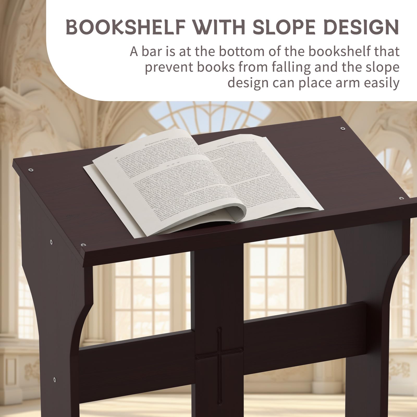 **Solid Wood Prayer Bench Stool with Shelf & Cushion - 23x20x32.8 Inch Kneeling Bench for Church, Home Worship - Religious Gifts & Devotional Furniture for Comfortable Prayer & Meditation**