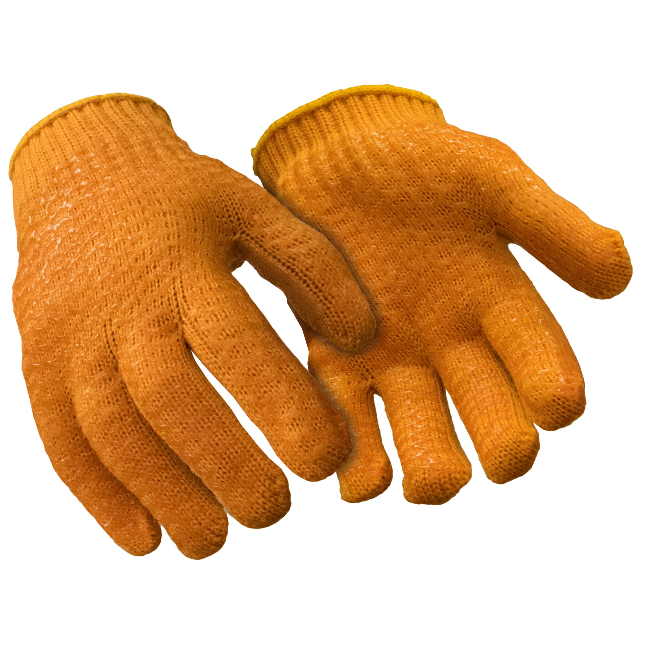 RefrigiWear Double Sided PVC Honeycomb Grip Acrylic Knit Work Gloves - 12 Pairs, Orange - Durable Winter Gloves for Construction, Warehouse & Outdoor Work