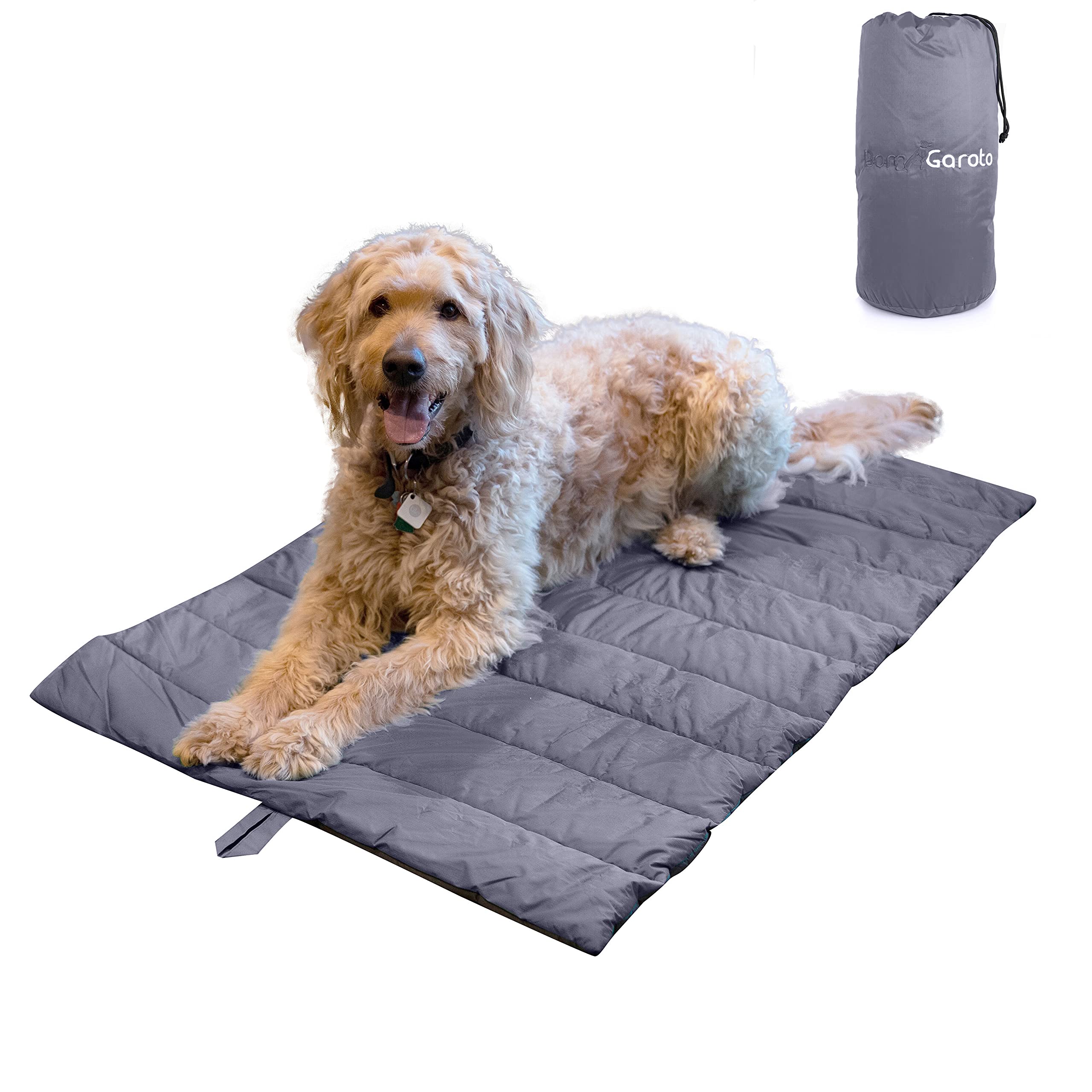 **Bom Garoto Waterproof Portable Pet Mat - 46.5 x 33 Inch Dog & Cat Bed for Crates, Cages, Camping & Travel - Soft Mat for Medium & Small Dogs with Storage Carry Bag - Perfect for Home, Outdoors & Road Trips**