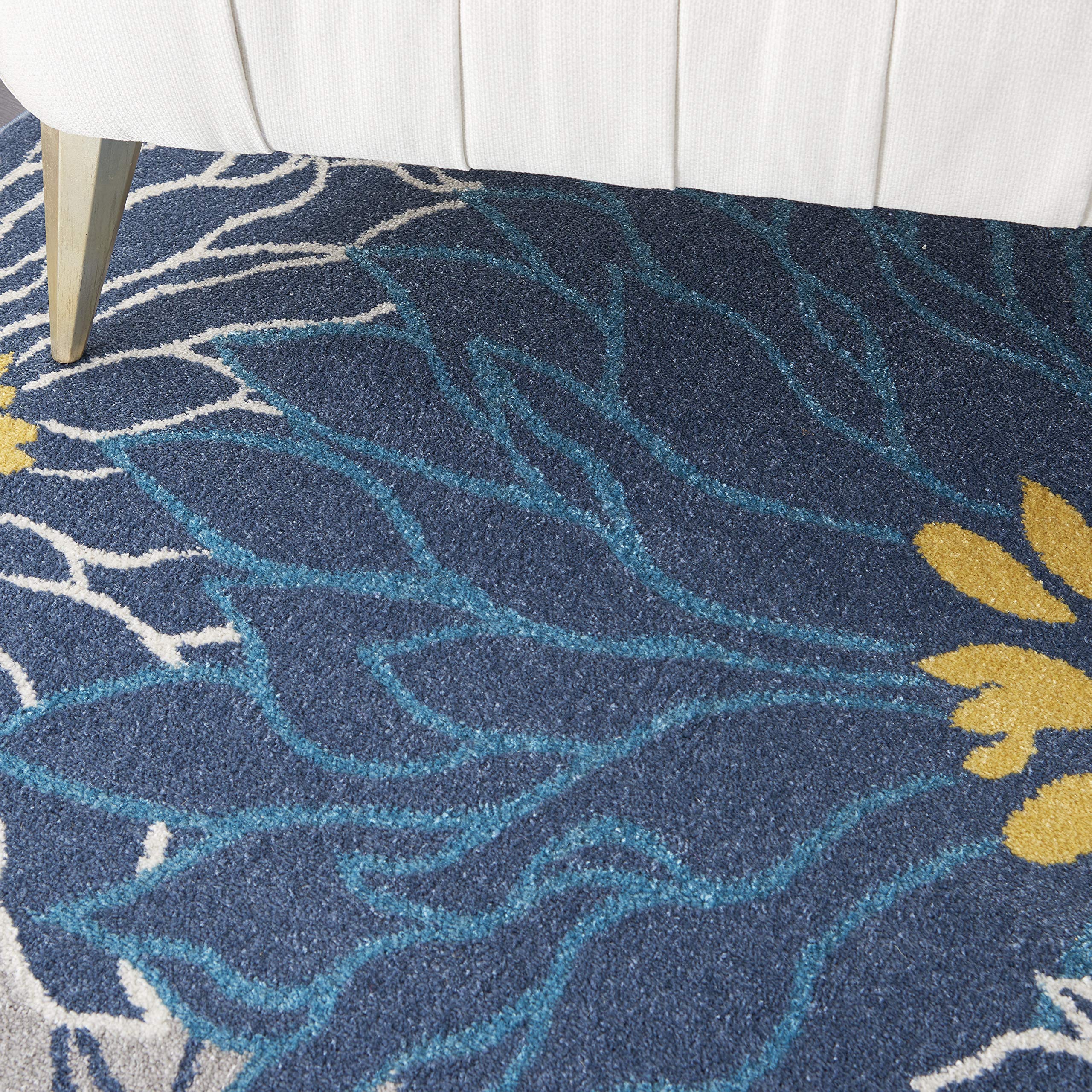 Nourison Passion Blue 9' x 12' Floral Farmhouse Area Rug - Easy to Clean, Non-Shedding, Soft & Durable - Perfect for Bedroom, Living Room, Dining Room & Kitchen Decor (9x12)
