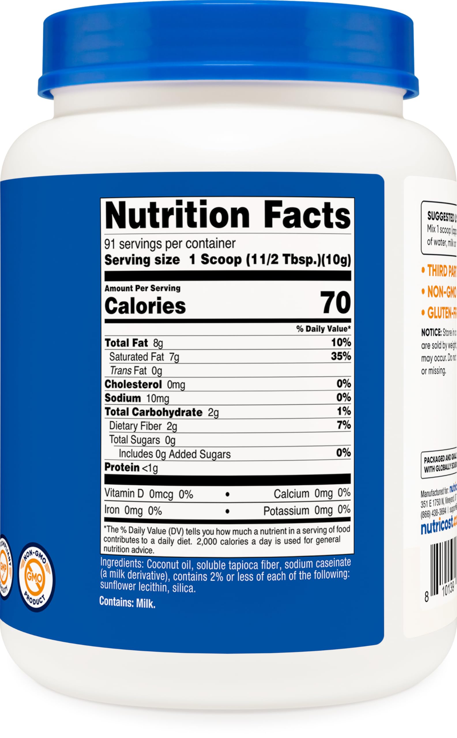 Nutricost Coconut Oil Powder 2 LBS (90 Servings) - Non-GMO, Gluten-Free, Premium Quality Coconut Powder for Baking, Coffee & Smoothies - Keto & Paleo Friendly