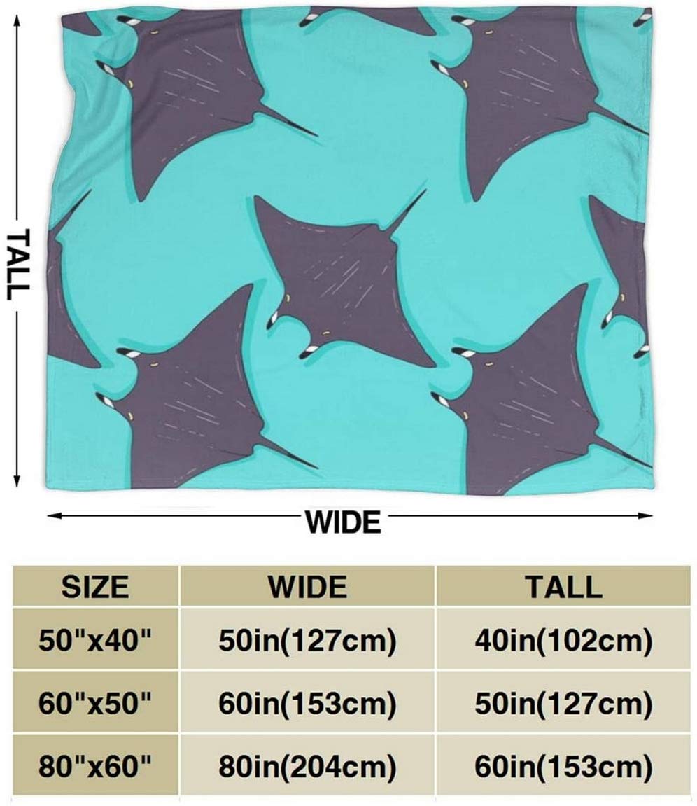 Stingray Plush Fleece Blanket - Super Soft Reversible Microfiber Flannel Throw (60