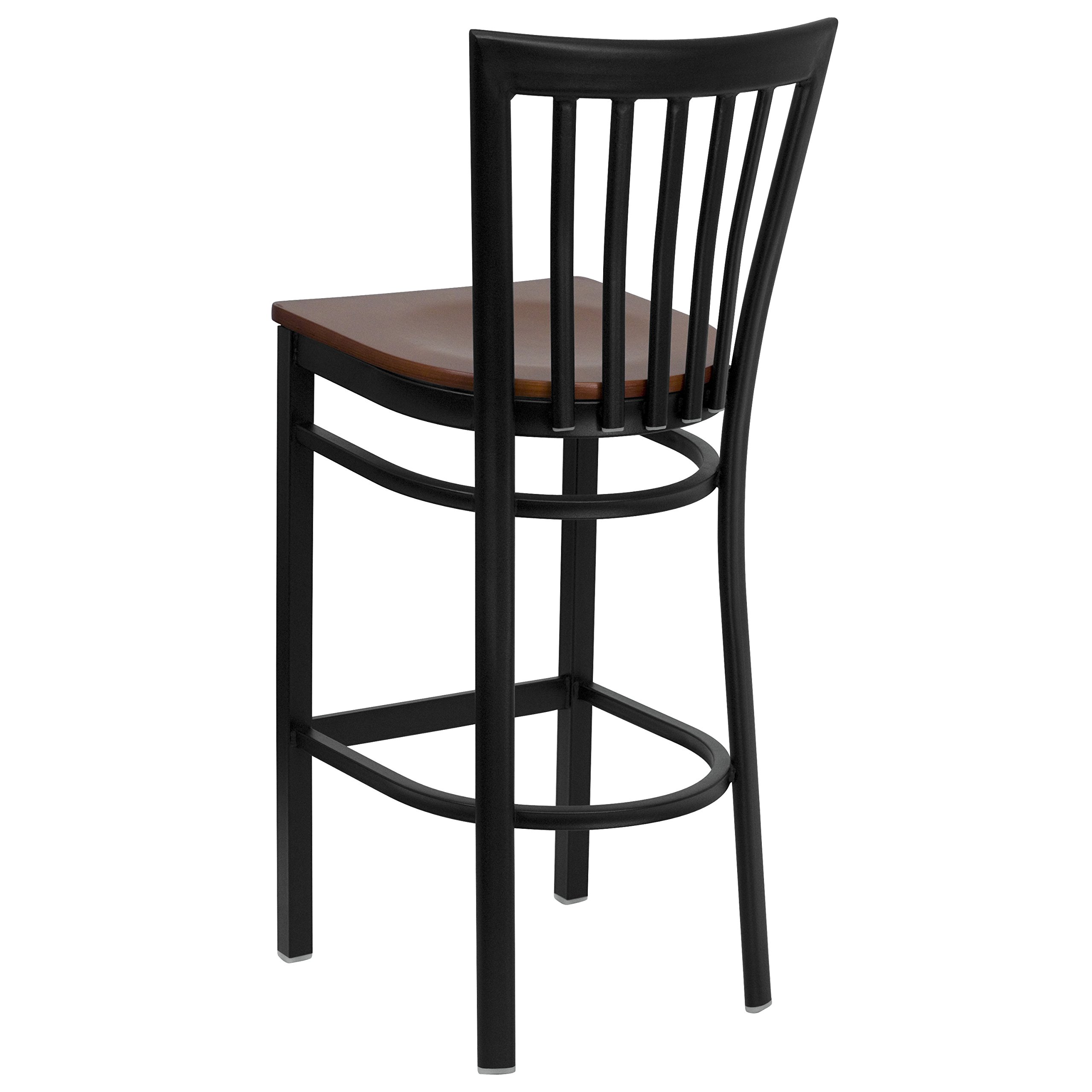 Flash Furniture HERCULES Series Black Metal Bar Stool with Cherry Wood Seat - Heavy Duty School & Restaurant Stool for Kitchen, Bar, Diner & Commercial Use