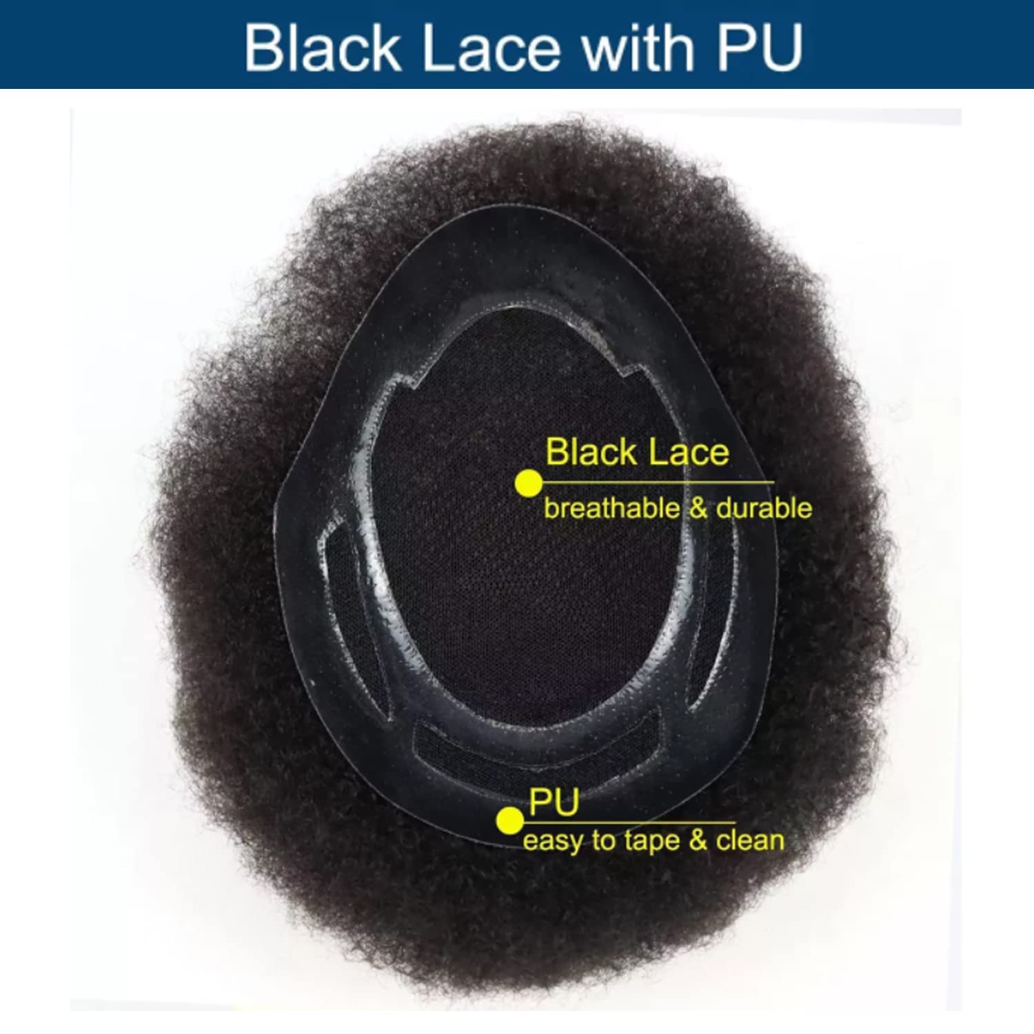 Premium Men's Toupee - 100% Human Hair Afro Curly Wig with Swiss Lace & PU Base - 120% Density Natural Black Indian Hair Replacement System - Perfect for Daily Wear, Special Occasions & Hair Loss Solutions