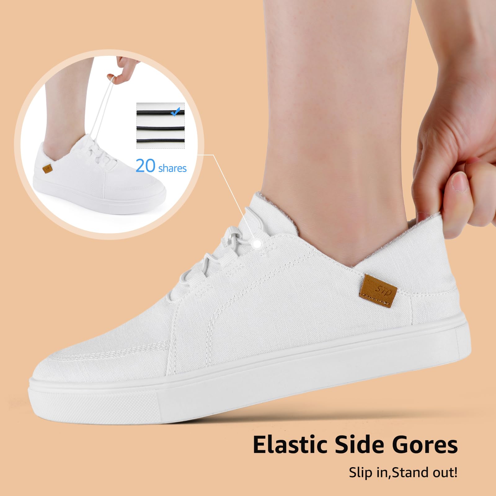 STQ Women's Slip On Casual Shoes - Lightweight Canvas Sneakers with Memory Foam Comfort Loafers | Perfect for Walking, Travel & Everyday Wear