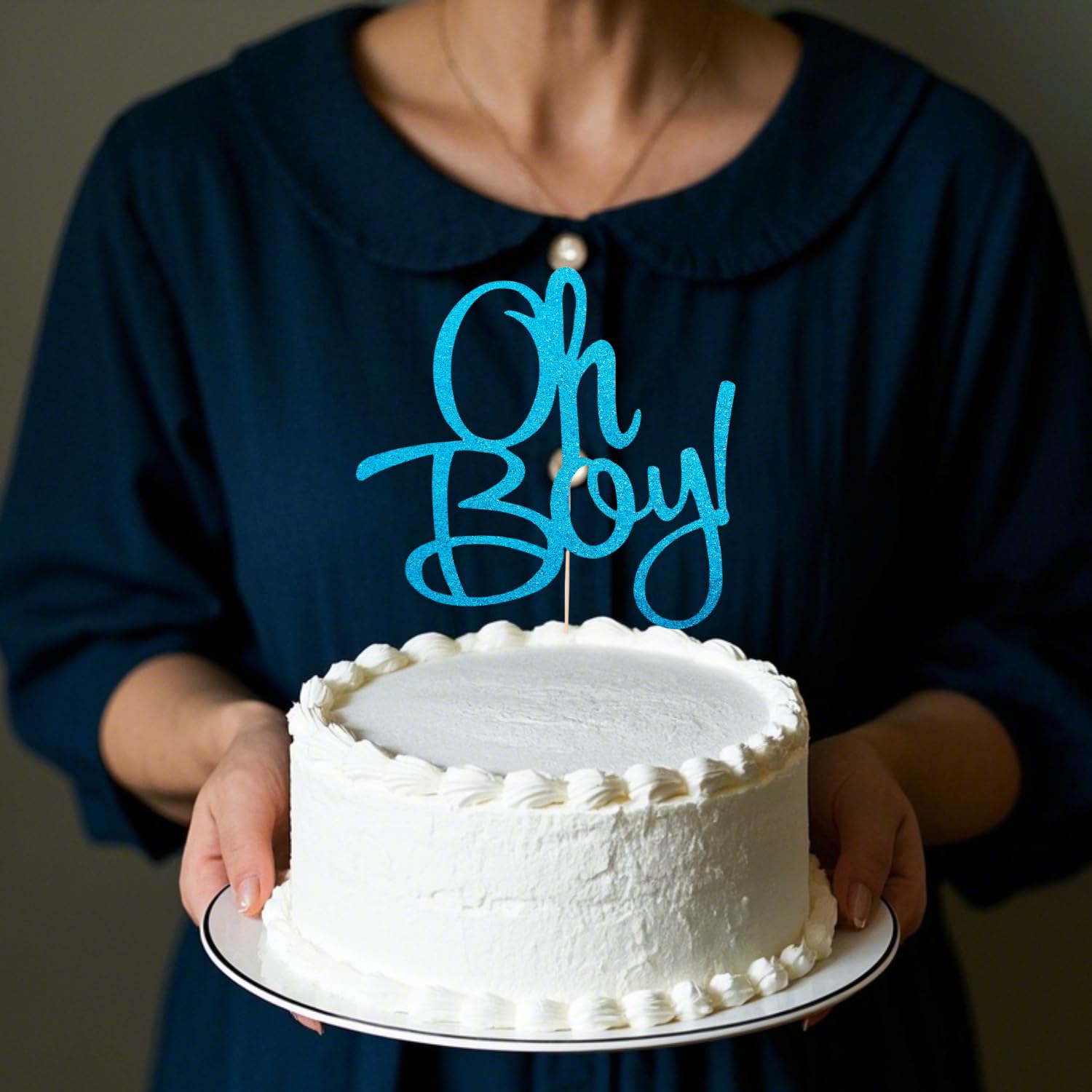 Glitter Blue 'Oh Boy' Cake Topper - Baby Shower Decoration for Boy Gender Reveal, Birthday Party & Nursery Theme | Perfect for It's A Boy Celebrations, Cupcake Decor & Gender Reveal Party Supplies