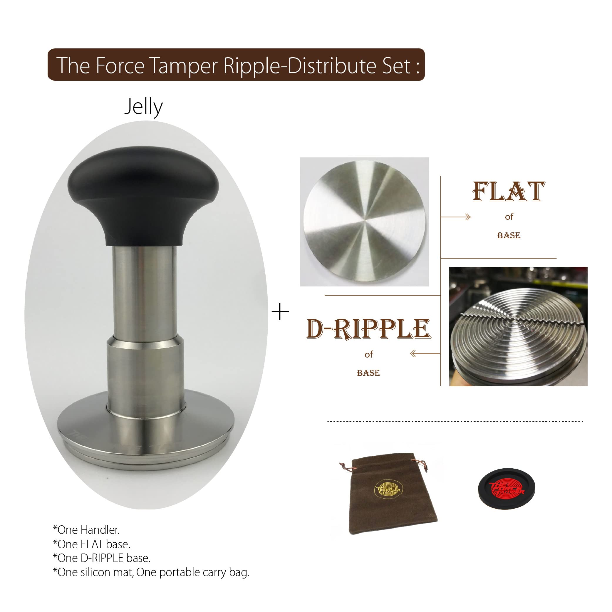 Automatic Coffee Tamper with Adjustable Pressure & Auto-Leveling - 58.50mm Ripple Base for Espresso Machine (Jelly Color) - Perfect for Baristas & Home Coffee Brewing