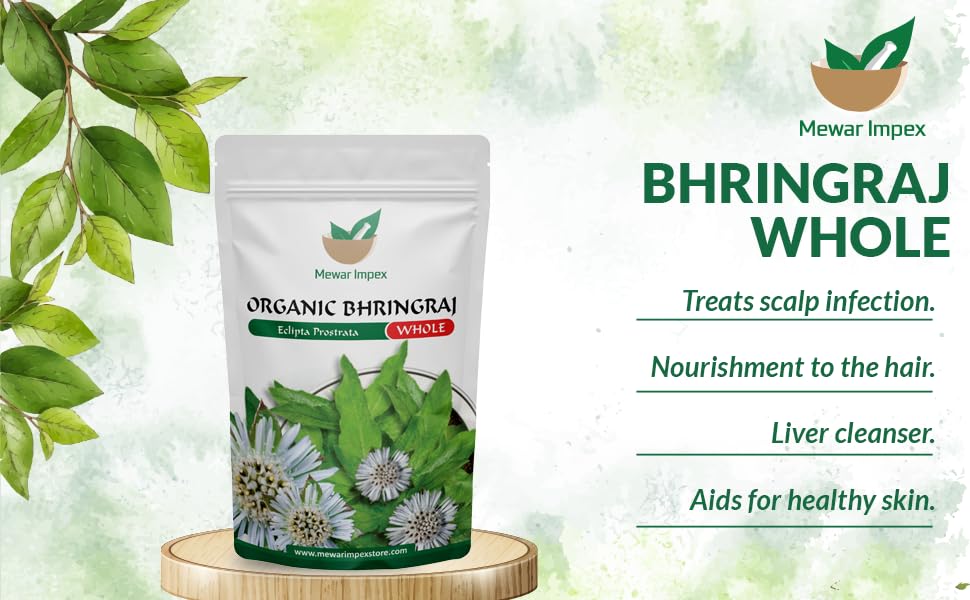 Organic Bhringraj Leaves (200g) for Hair Growth & Care - Karisalankanni, False Daisy, Eclipta Alba | Natural Ayurvedic Remedy for Dandruff, Hair Loss & Scalp Health | Perfect for DIY Hair Masks & Herbal Hair Treatments