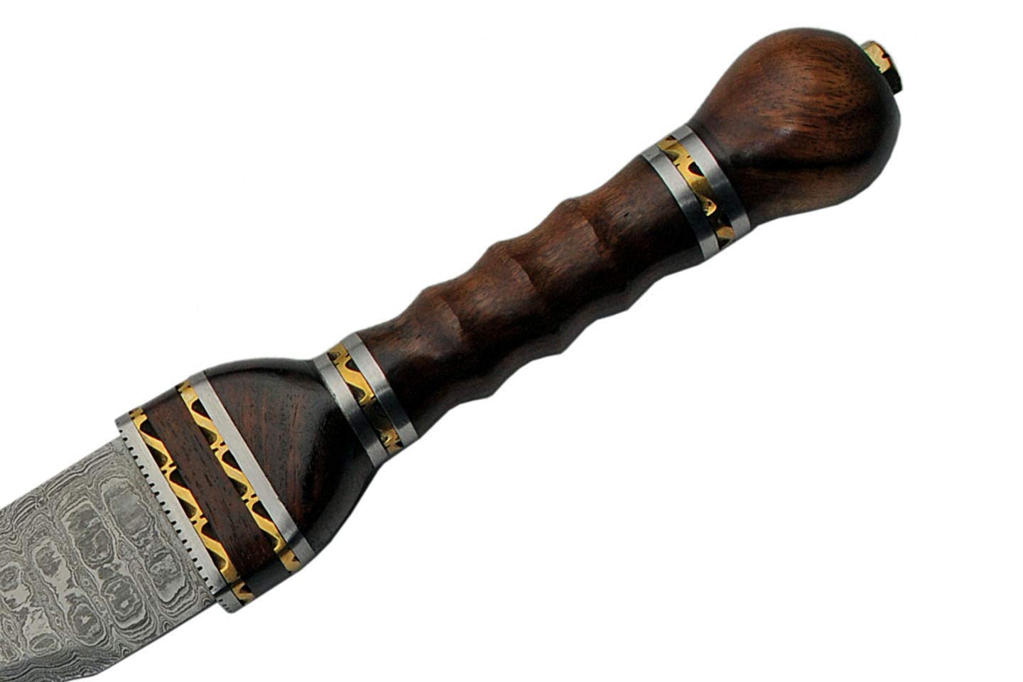 Szco Supplies Damascus Steel Gladius Sword - 25.5 Inch Brown Blade for Collectors, Medieval Reenactment & Home Decor | Authentic Handcrafted Roman Style Weapon