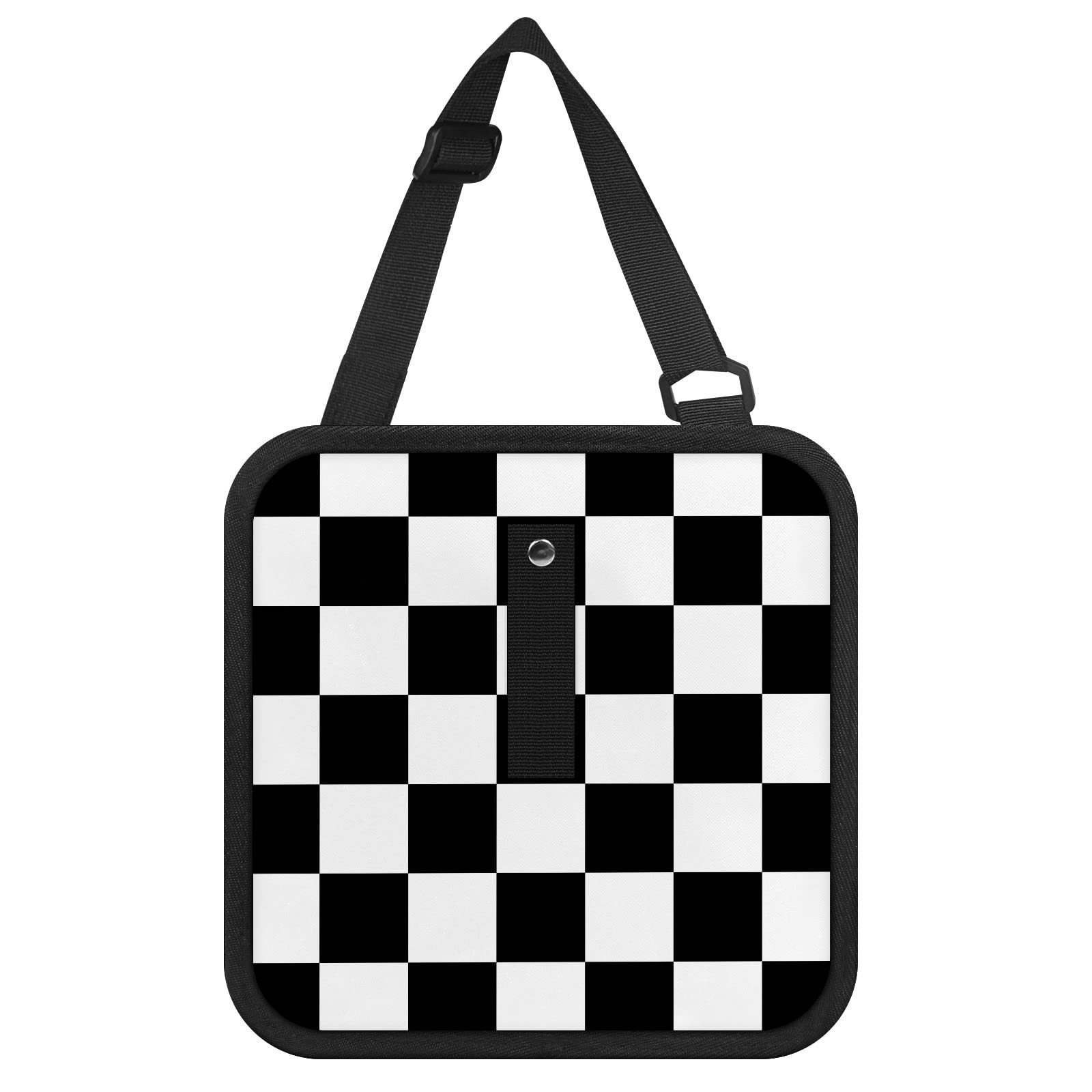 Black and White Checkered Car Trash Can - Leakproof Portable Car Garbage Bin with Large Opening for Backseat Organizing | Multifunctional Car Accessory for Trash Containment & Storage (Perfect for Road Trips, Commuting, and Keeping Your Car Clean)
