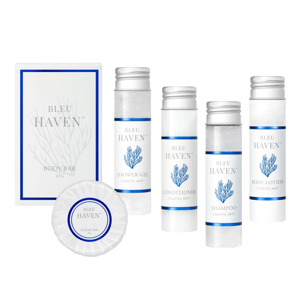 Bleu Haven 120-Piece Rental Ready Kit - 40ml Travel Size Toiletries with Free Shipping | Perfect for Hotels, Airbnbs, and Vacation Rentals
