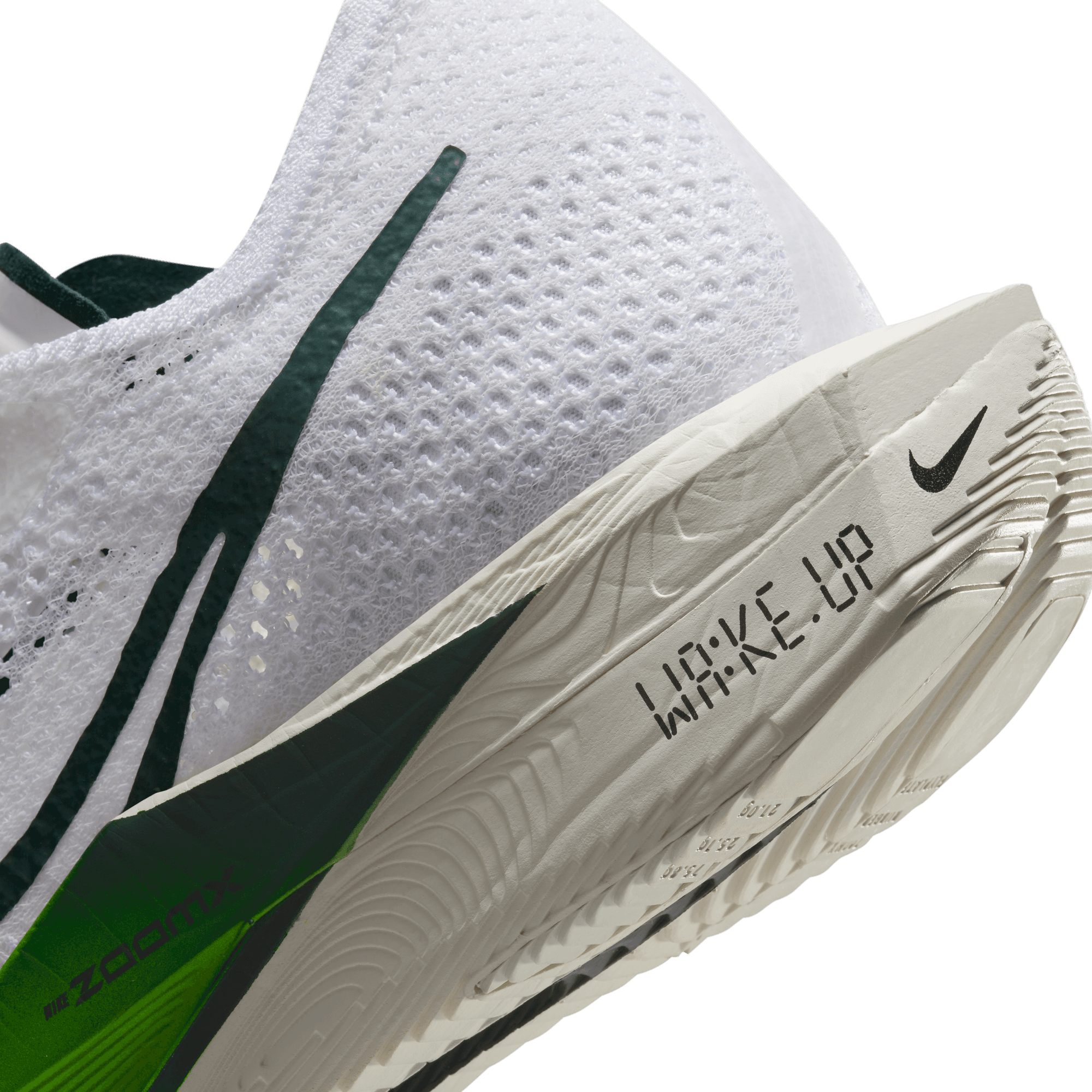 Nike Men's ZoomX Vaporfly 3 Running Shoes - White/Pro Green Volt Sail - Lightweight Racing Sneakers for Marathon & Road Running