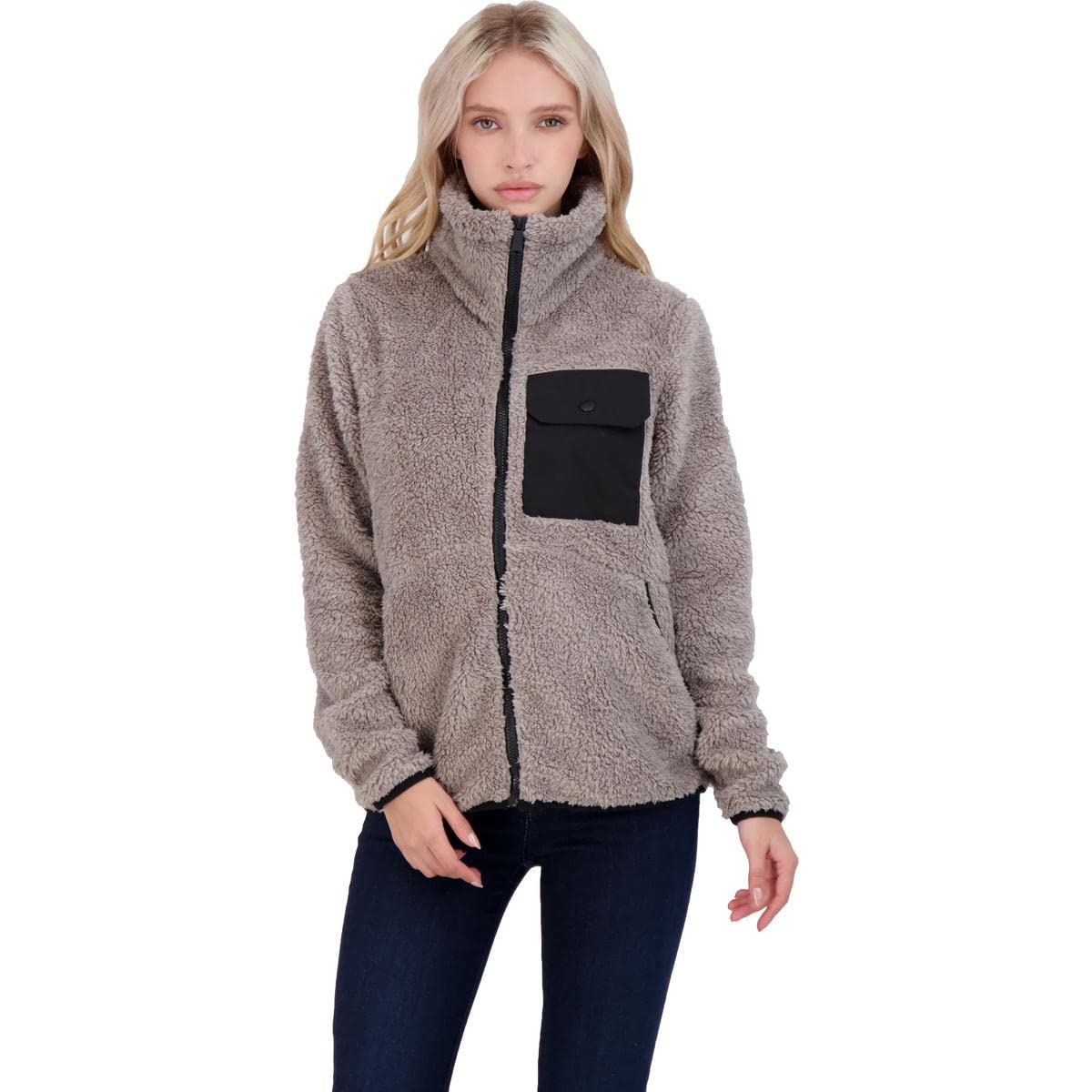 BCBGeneration Women's Lightweight Fleece Jacket with Funnel Collar - Cozy Winter Outerwear for Hiking, Camping & Casual Wear