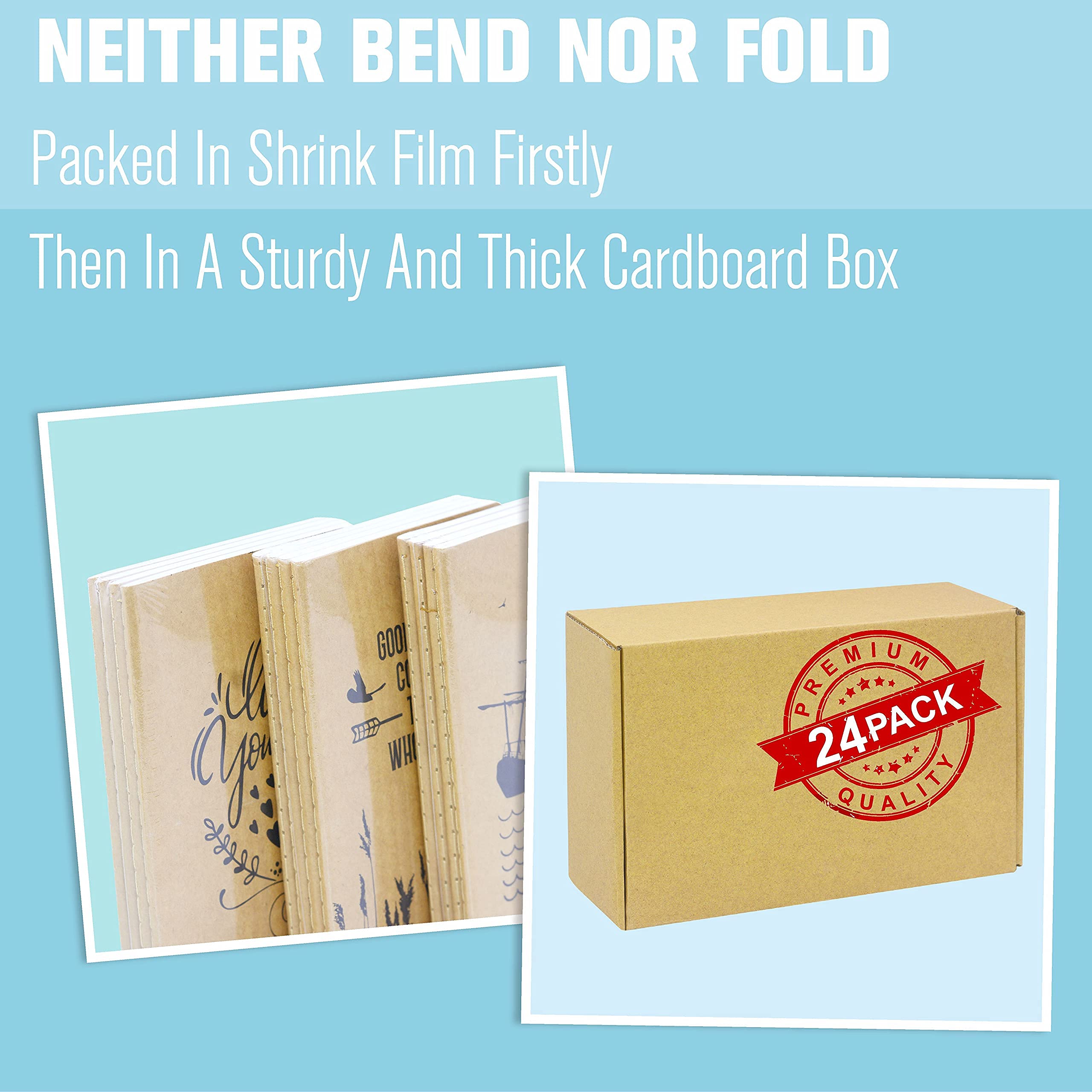 JOYO 24 Pack Kraft Unlined Notebook Journal - 6 Stylish Designs, 80 Pages Each (4” x 5.7”) - Perfect for Travel, Sketching, Bullet Journaling & Gift Giving