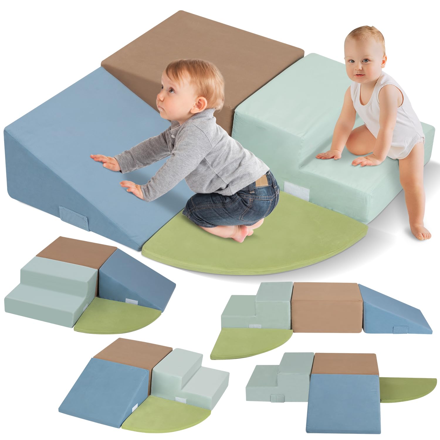 4-Piece Large Foam Climbing Blocks for Toddlers - Indoor Play Equipment with Velcro | Safe Toddler Toys for Home Playroom & Preschool Learning Activities