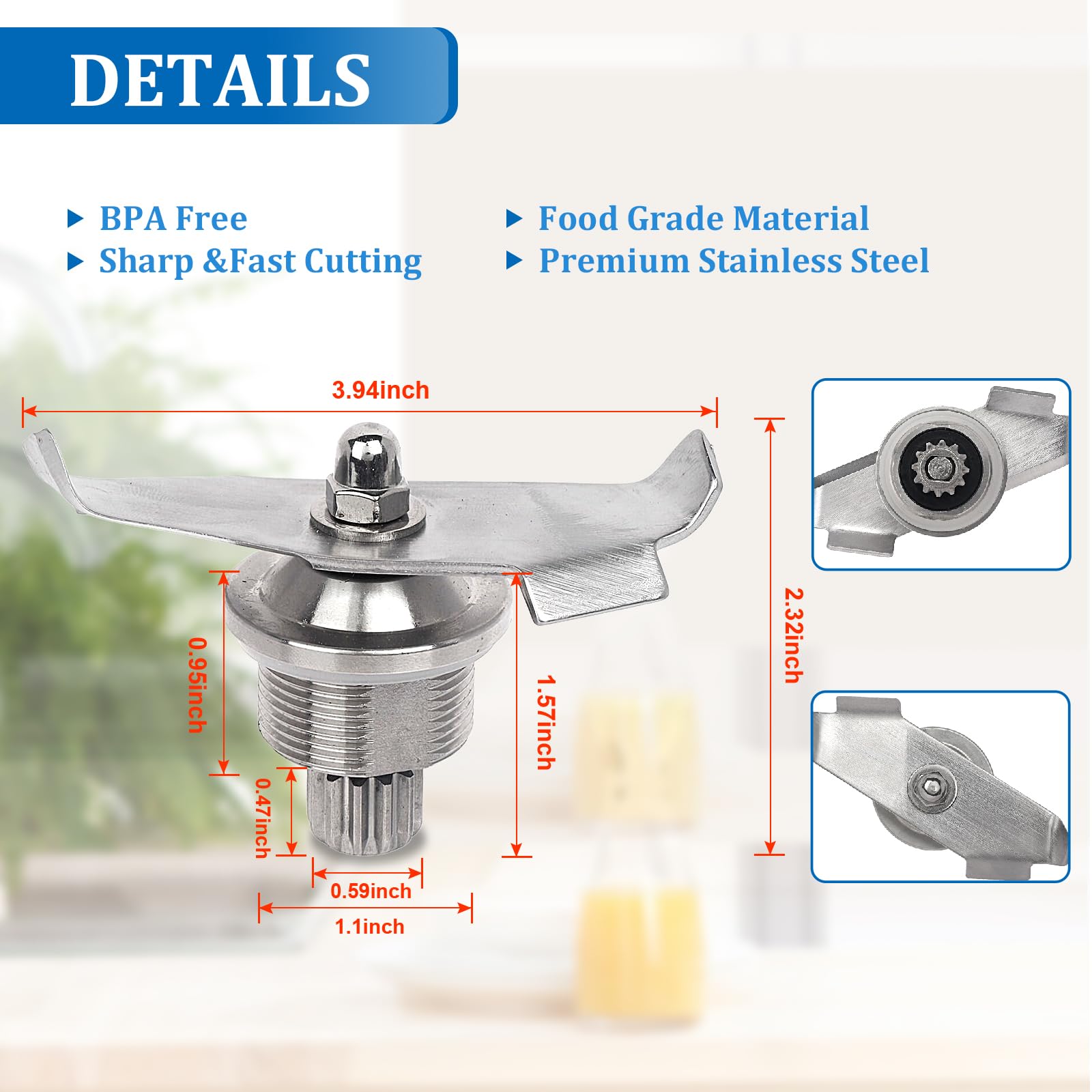 Premium Vitamix Blender Blade Replacement - Compatible with 15990, 15978, 15981, 16016, 16019 & VM0145 Models - High Performance 64oz Container Blade Assembly - Perfect for Smoothies, Soups & Nut Butters