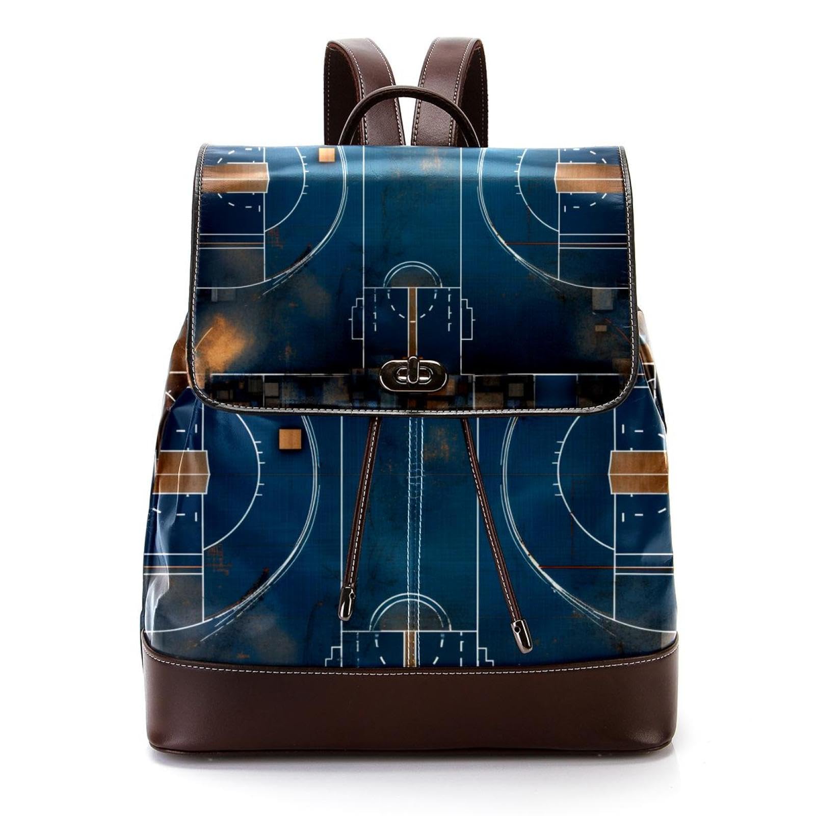Stylish Unisex Travel Backpack - Durable Basketball Court Design Backpack for Women & Men - Perfect for Commuting, Gym, School & Outdoor Adventures