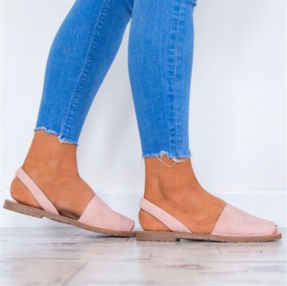 Women's Fashion Peep Toe Flat Sandals - Comfortable Casual Summer Shoes in Pink | Perfect for Beach, Vacation & Everyday Wear