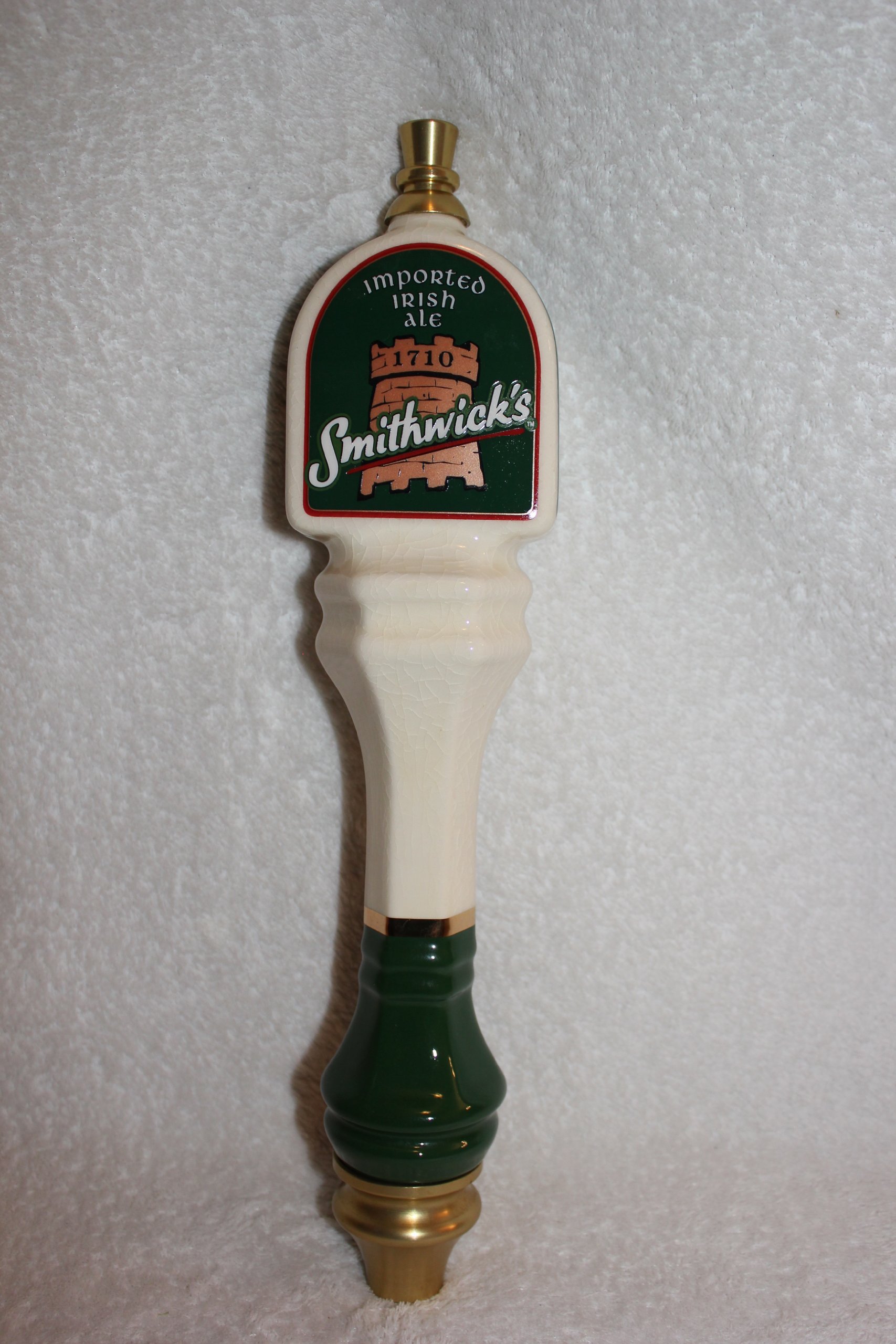 Smithwick's Imported Irish Ale Ceramic Beer Tap Handle - Authentic Irish Pub Style Draft Beer Handle for Home Bars, Pubs & Man Caves - Perfect for Guinness, Stout & Craft Beer Enthusiasts