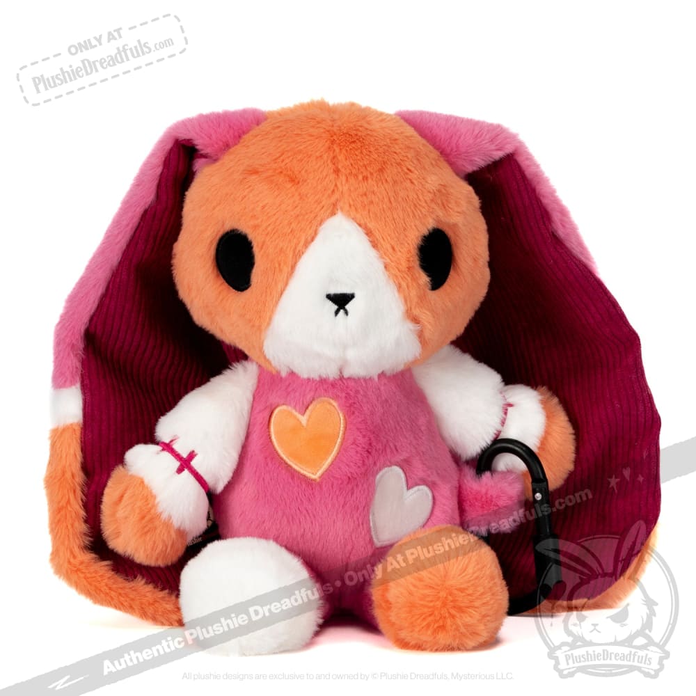 Plushie Dreadfuls Lesbian Bunny Stuffed Animal with Carabiner - Cute Collectible Plush Toy for LGBTQ+ Pride, Room Decor, and Gift Giving