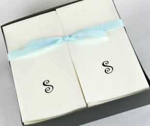 Personalized Black Single Curlz Initial Disposable Linen Guest Hand Towels - 24 Count Gift Box Set | Eco-Friendly Bathroom & Kitchen Towels for Parties, Weddings, Hotels, and Home Decor