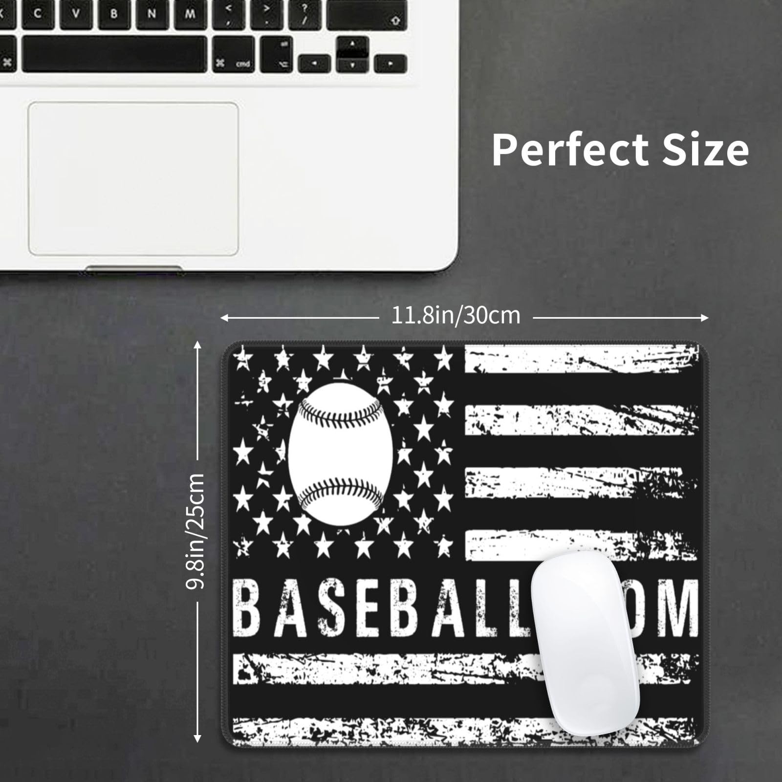 USA Flag Baseball Design Non-Slip Rubber Mouse Pad - 10x12 Inch Waterproof Gaming & Office Mousepad for Laptop & PC - Perfect for Baseball Fans, Gamers & Office Workers