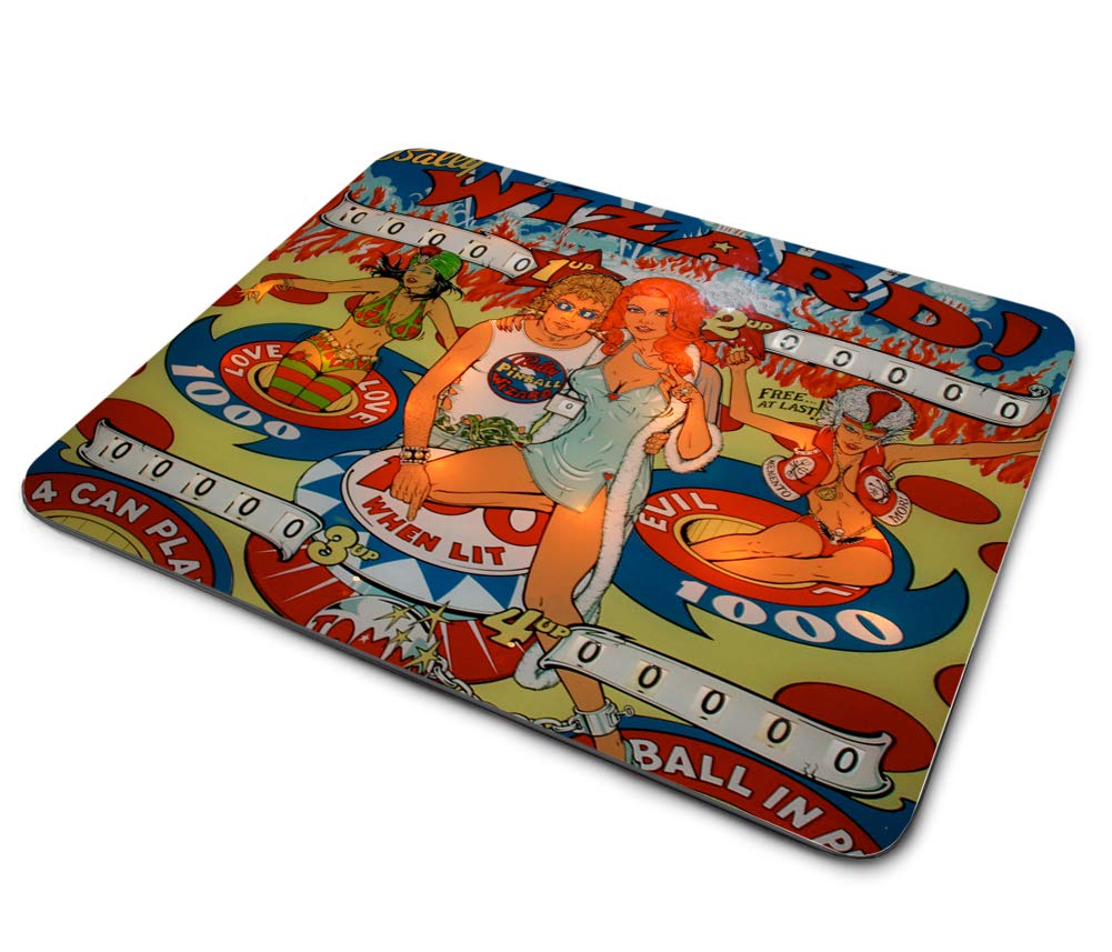 Vintage 1970s Pinball Wizard Arcade Machine Design Gaming Mouse Pad - Non-Slip Rubber Backed Square Mousepad for PC, Laptop, Notebook & Office Desk - Perfect for Gamers, Retro Arcade Lovers & Home Office Setup