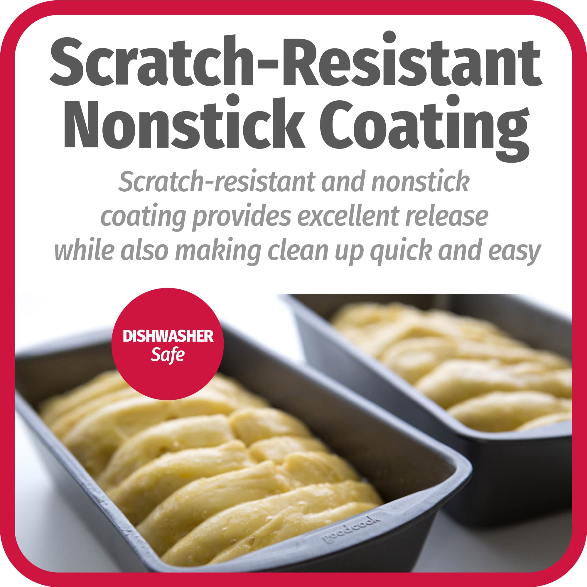 GoodCook Set of 2 Non-Stick 9” x 5” Bread Loaf Pans – Premium Steel Baking Pans for Bread, Meatloaf, Cakes, Brownies, Lasagna & Casseroles | Perfect for Home Baking, Meal Prep & Holiday Cooking