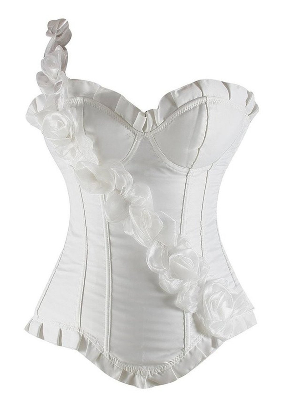 Women's Rose Flower Bustier Top with Straps - Overbust Corset Vest for Burlesque, Lingerie & Evening Wear