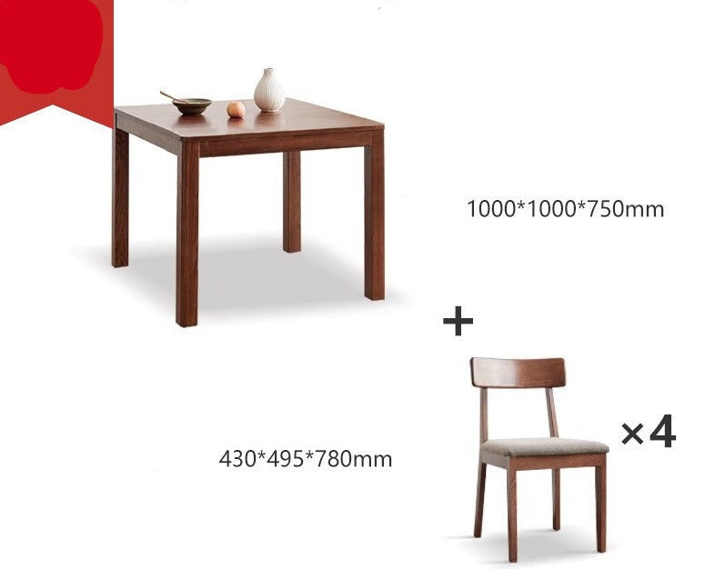 Solid Oak Wood Square Dining Table - Rustic Farmhouse Style for Kitchen, Dining Room & Small Space Gatherings