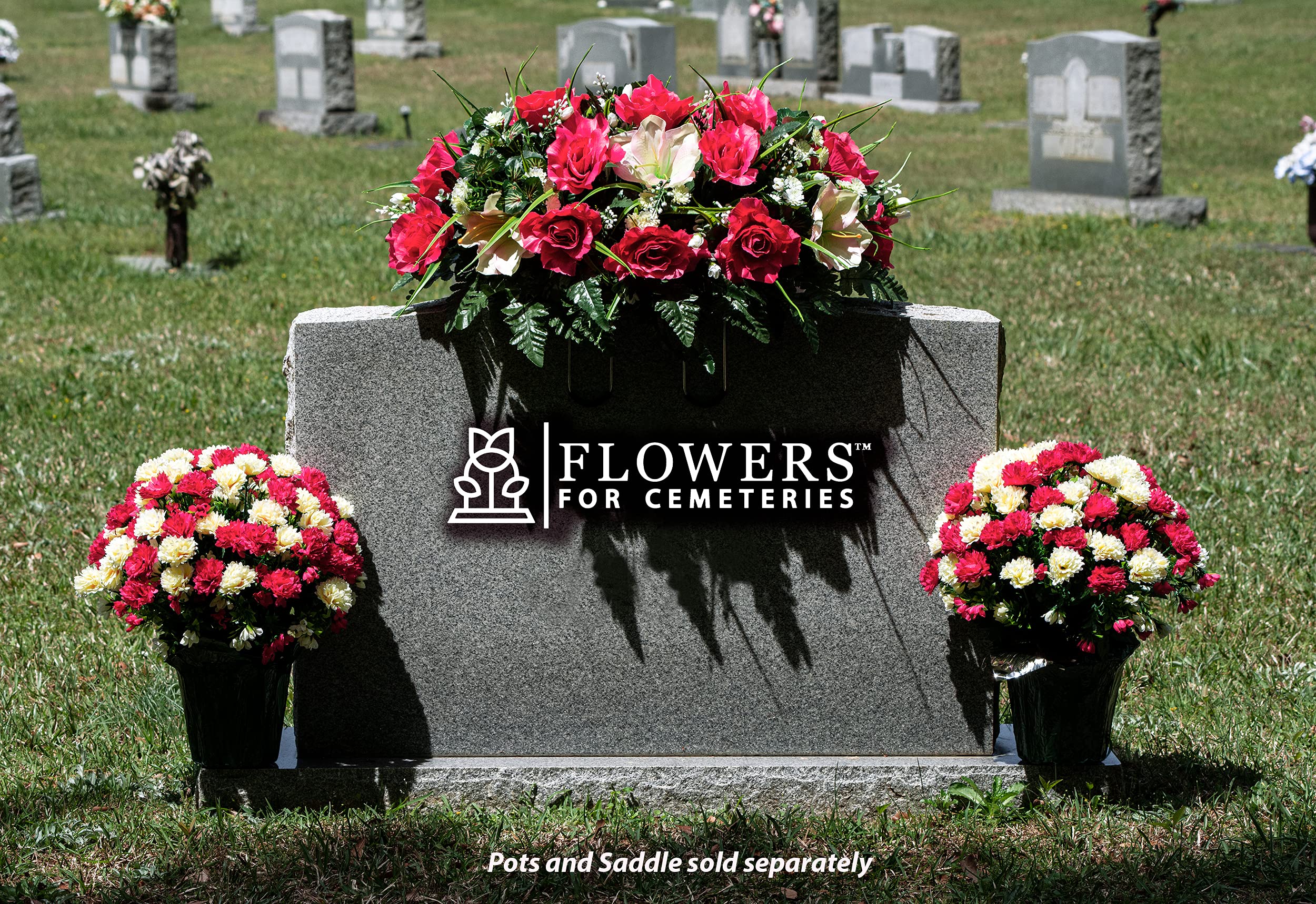 Sympathy Silk Artificial Flowers Weighted Pot Bouquet - 18