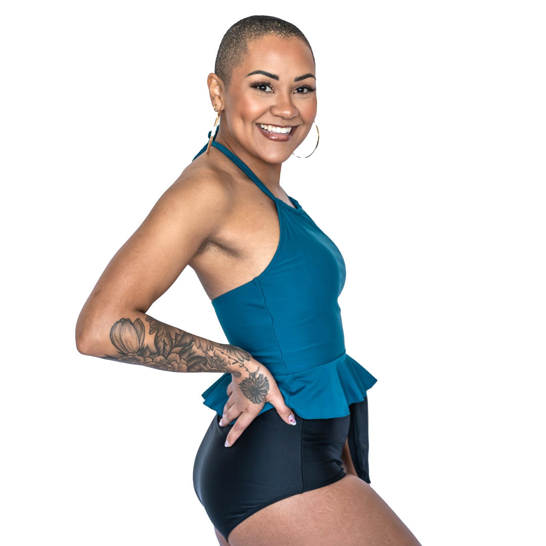 High Neck Peplum Tankini Top for Women - Flattering Swimwear with Adjustable Straps & UPF 50+ Protection - Perfect for Beach, Pool & Summer Vacations