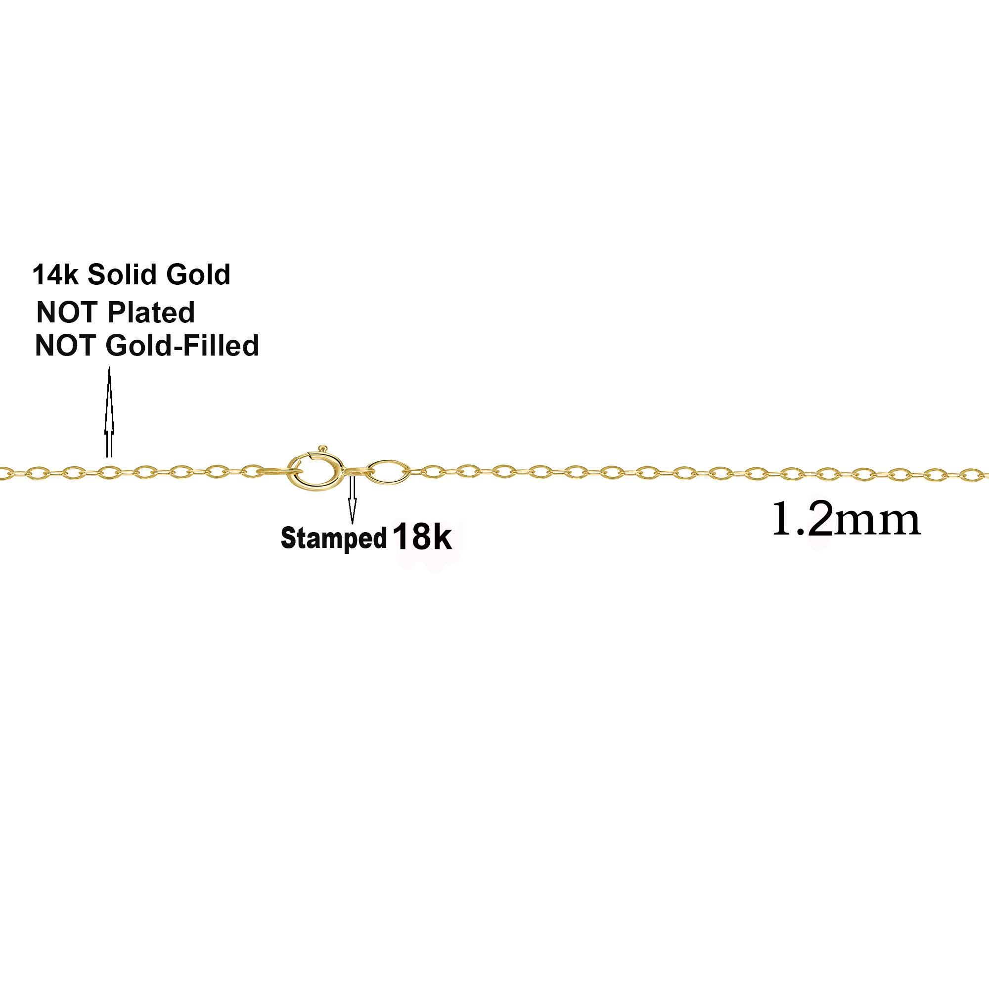18K Solid Yellow Gold Round Cable Chain Necklace - Dainty Minimalist Jewelry Gift for Women - 16