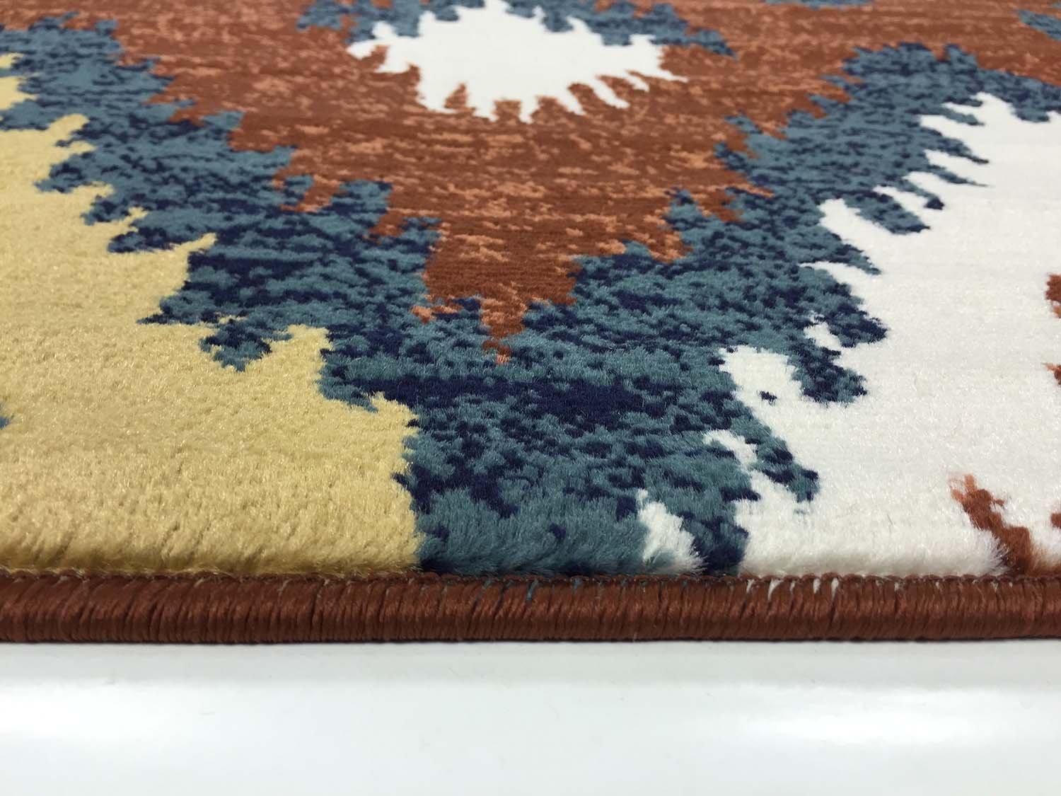 Trellis Wave Chevron Area Rug 5x7 - Modern Lattice Zigzag Design in Brown & Navy - Perfect for Living Room, Bedroom, or Office Decor
