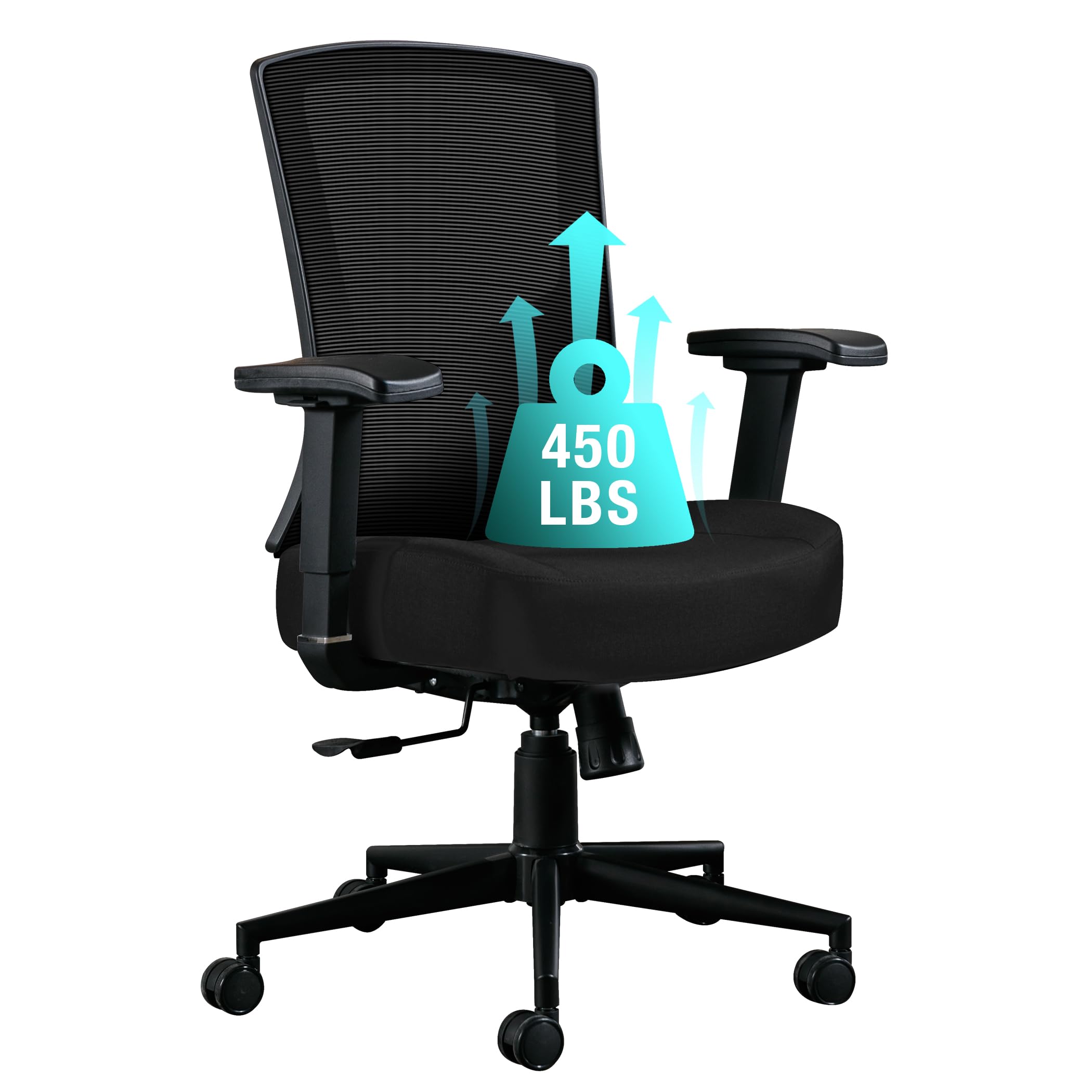 Blue Whale Big and Tall Office Chair 450lbs Capacity - Ergonomic High Back Mesh Computer Desk Chair for Heavy People with 2D Adjustable Lumbar Support & Heavy Duty Metal Base - Perfect for Home Office, Gaming, and Long Work Sessions