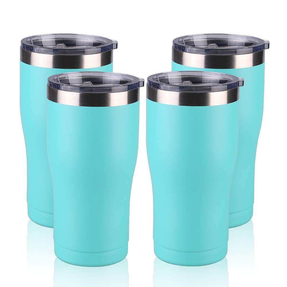 20 oz Stainless Steel Tumbler with Lid - Double Wall Vacuum Insulated Travel Mug - Leakproof Coffee Cup for Hot & Cold Drinks - Perfect for Office, Commuting, Camping & Gym (Mint Green, 4-Pack) - Keep Beverages Hot 12Hrs/Cold 24Hrs