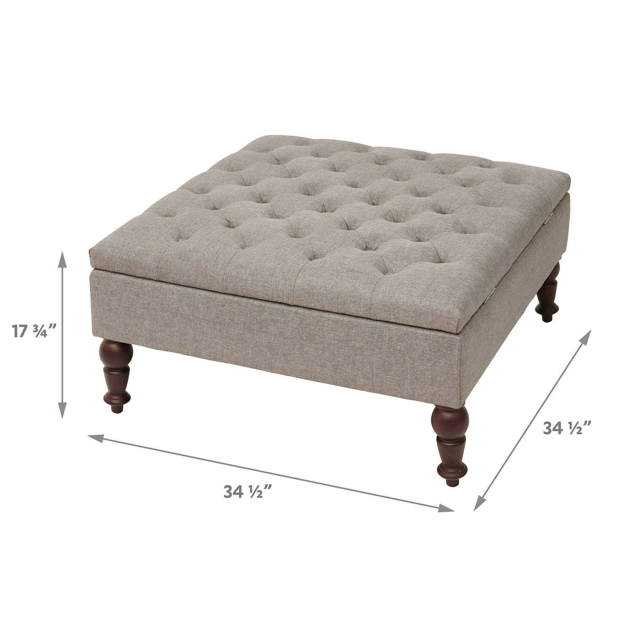 MAYPEX 35 Inch Tufted Square Storage Ottoman Coffee Table with Smooth Hinge Lid - Multi-Functional Bench Seat for Living Room, Bedroom & Office - Beige Home Decor - Perfect for Extra Seating, Storage & Stylish Home Organization