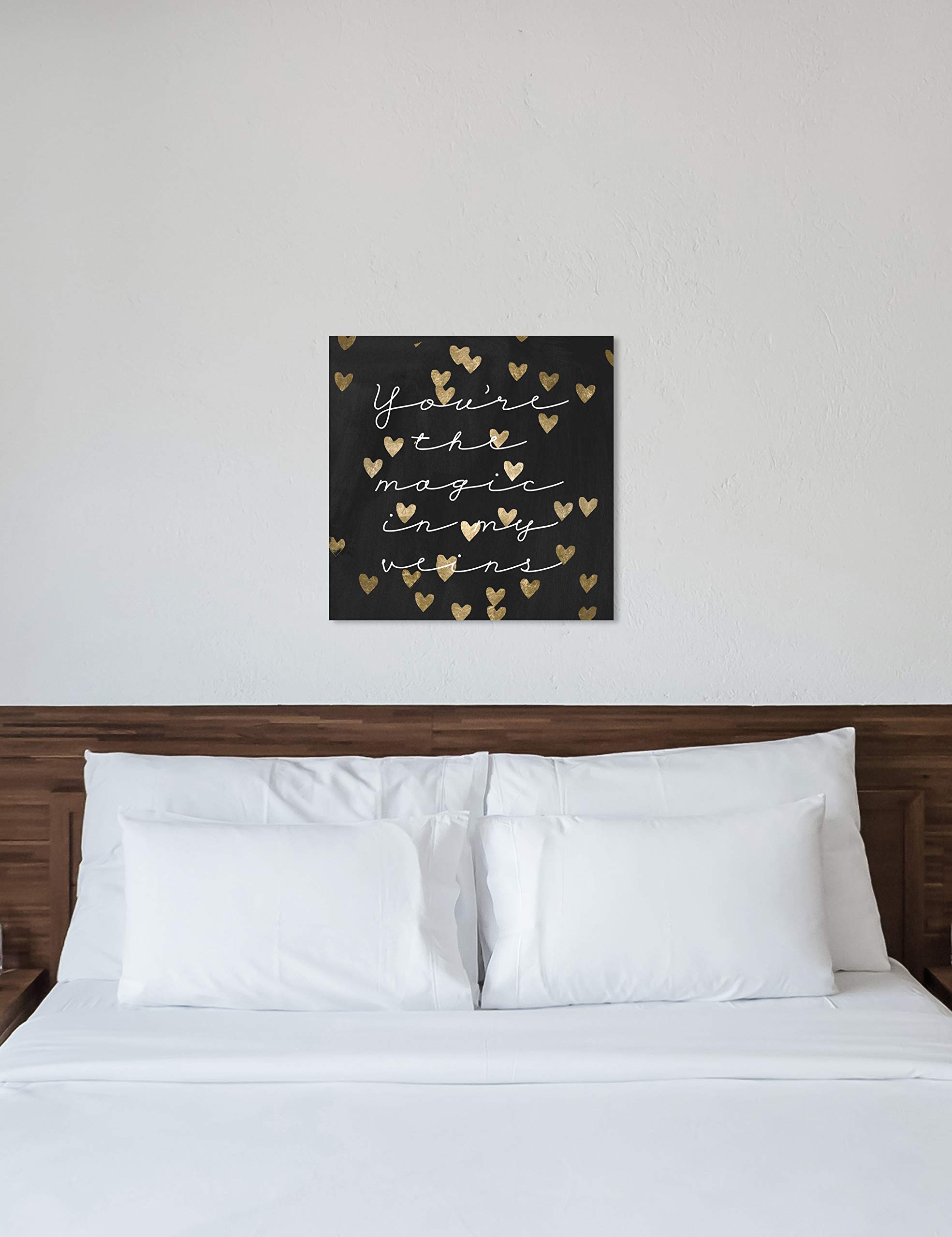 Oliver Gal Artist Co. 'Magic in Me Night' Typography Wall Art Canvas Print - 30x30 Inch Black & Gold Quote Home Decor - Perfect for Living Room, Bedroom & Office Inspiration