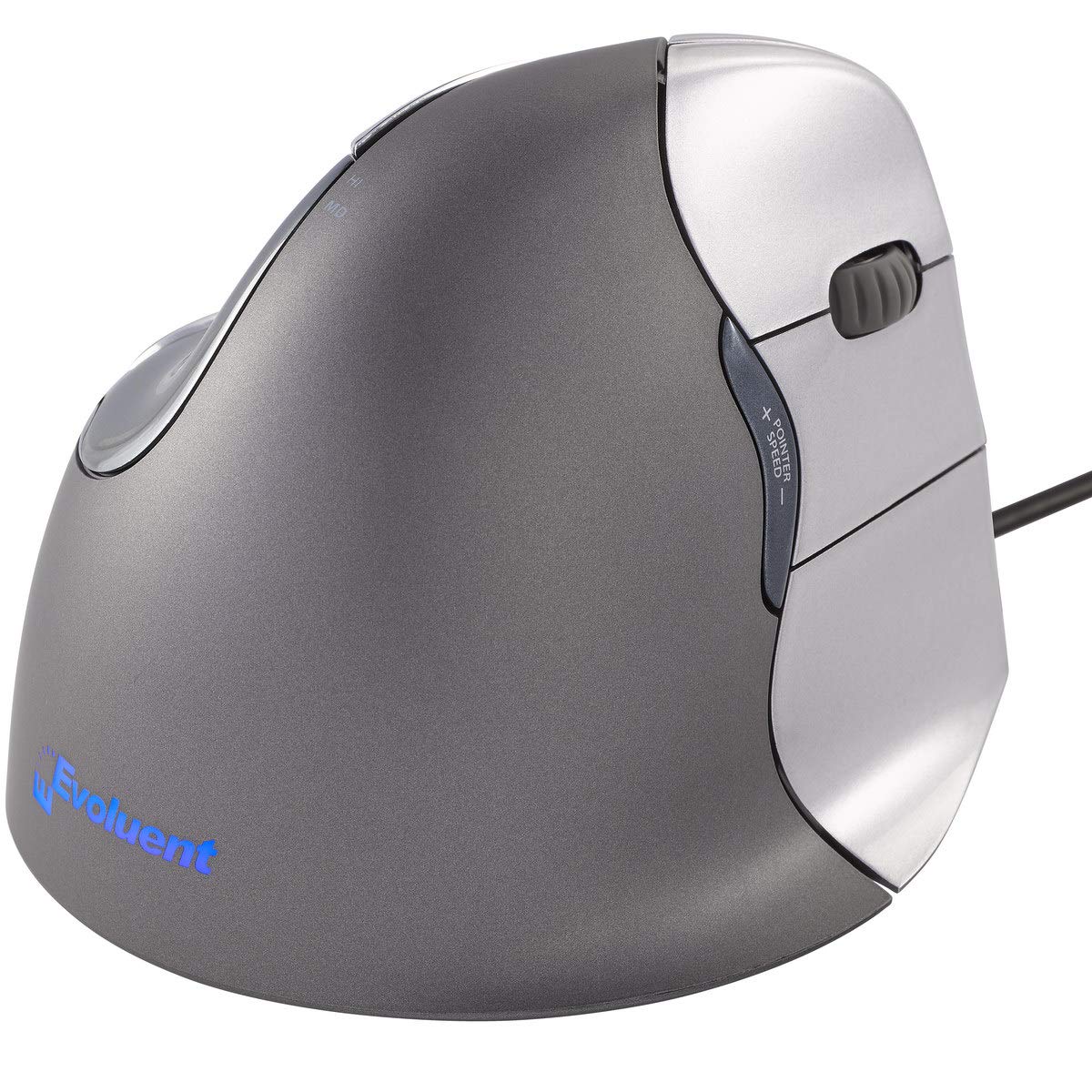 Evoluent VM4R Vertical Mouse 4 for Right Hand - Ergonomic Wired USB Mouse with Adjustable Speed & Programmable Buttons | Helps Prevent Carpal Tunnel | Perfect for Office Work, Gaming & Long Computer Sessions