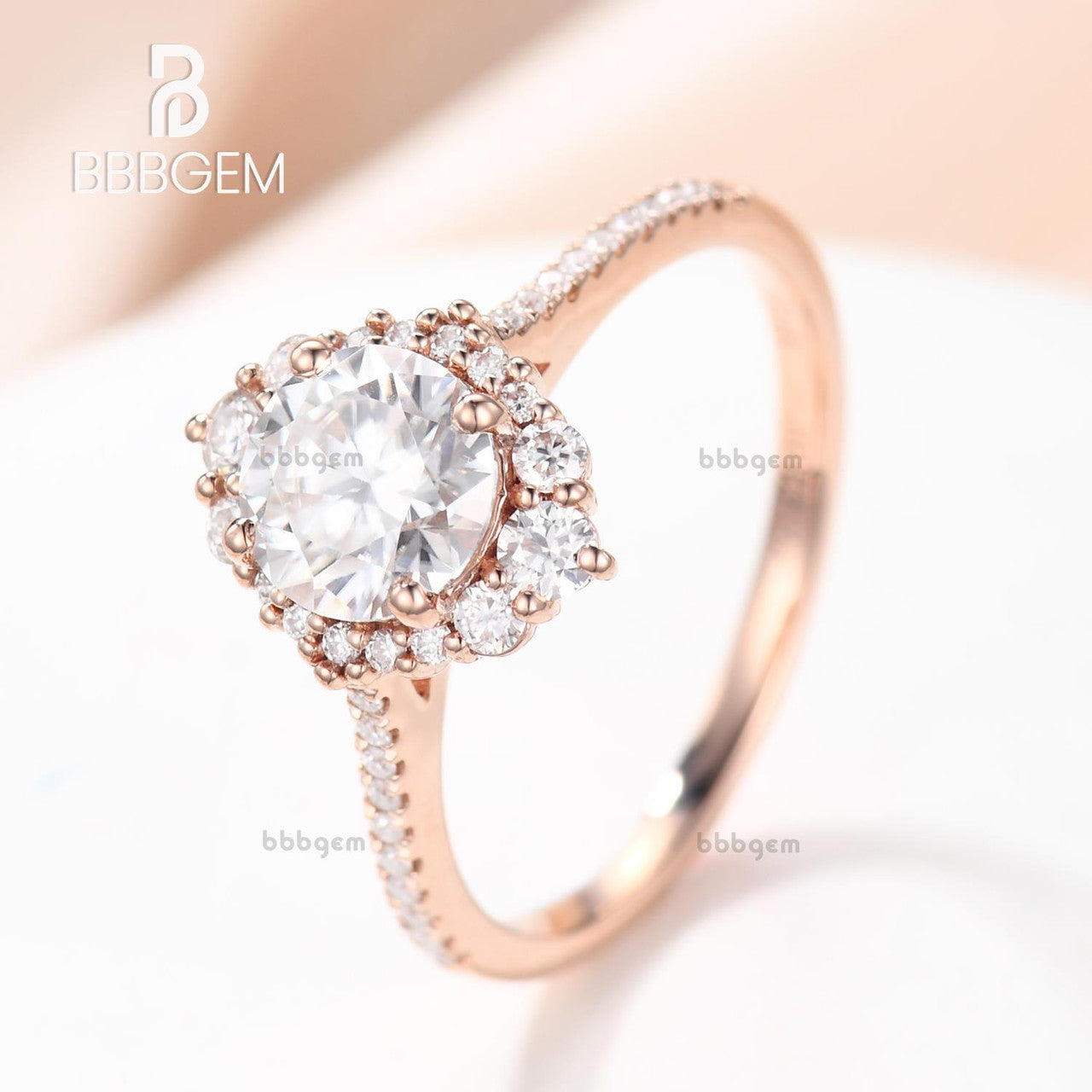 1CT Vintage Round Cut Moissanite Engagement Ring - Rose Gold Halo Ring for Women | Perfect for Proposals, Weddings & Anniversary Gifts