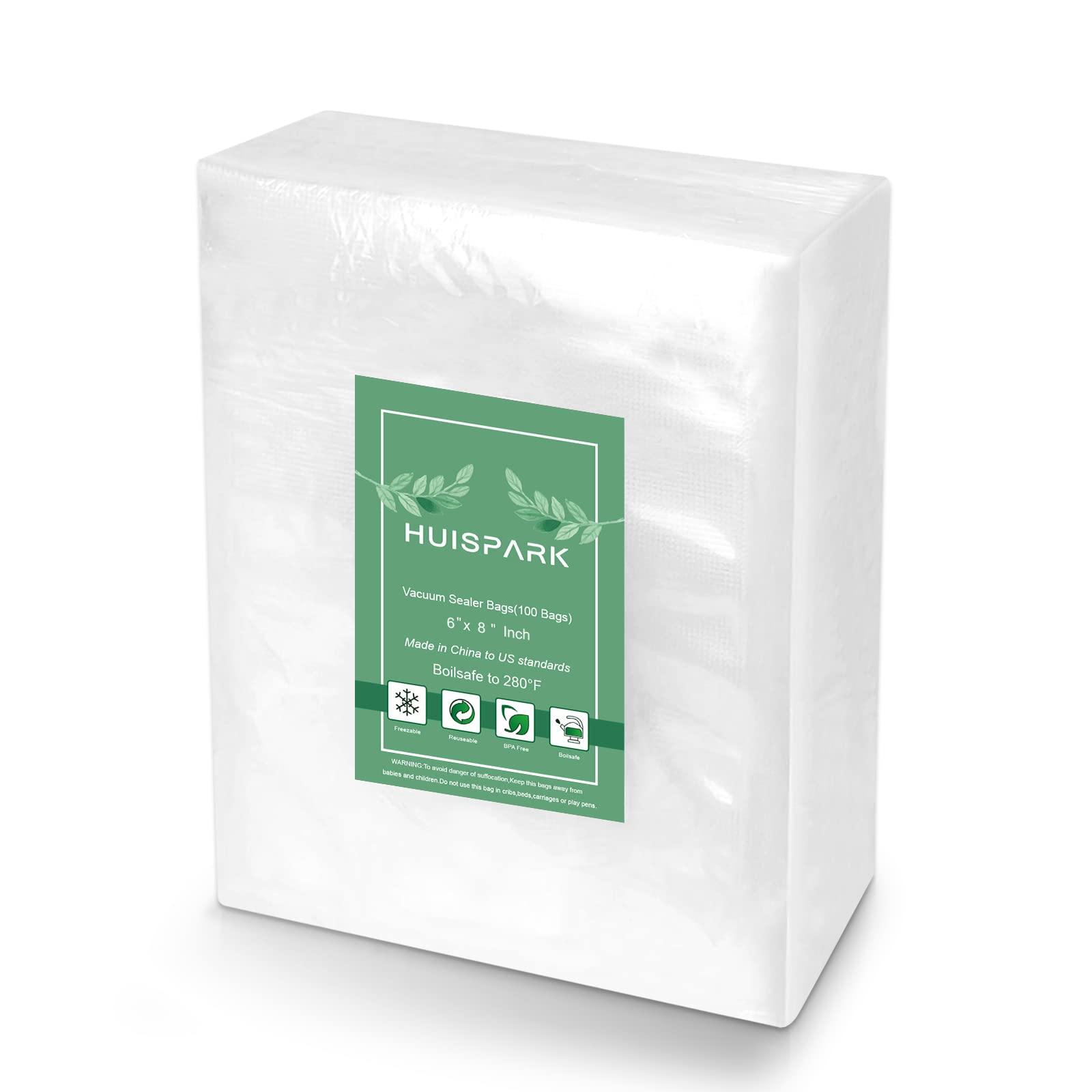 Commercial Grade Vacuum Sealer Bags 6x8 inch 100pcs - Heavy Duty Pre-Cut, Heat Sealable, Smell Proof & Boilsafe to 280°F - Freezable Food Storage Bags for Sous Vide, Meal Prep & Long-Term Preservation
