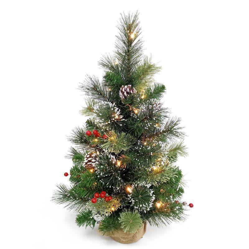 24 Inch Small Christmas Tree for Tabletop - Artificial Mini Holiday Decor with Lights | Perfect for Home, Office, and Party Christmas Decoration