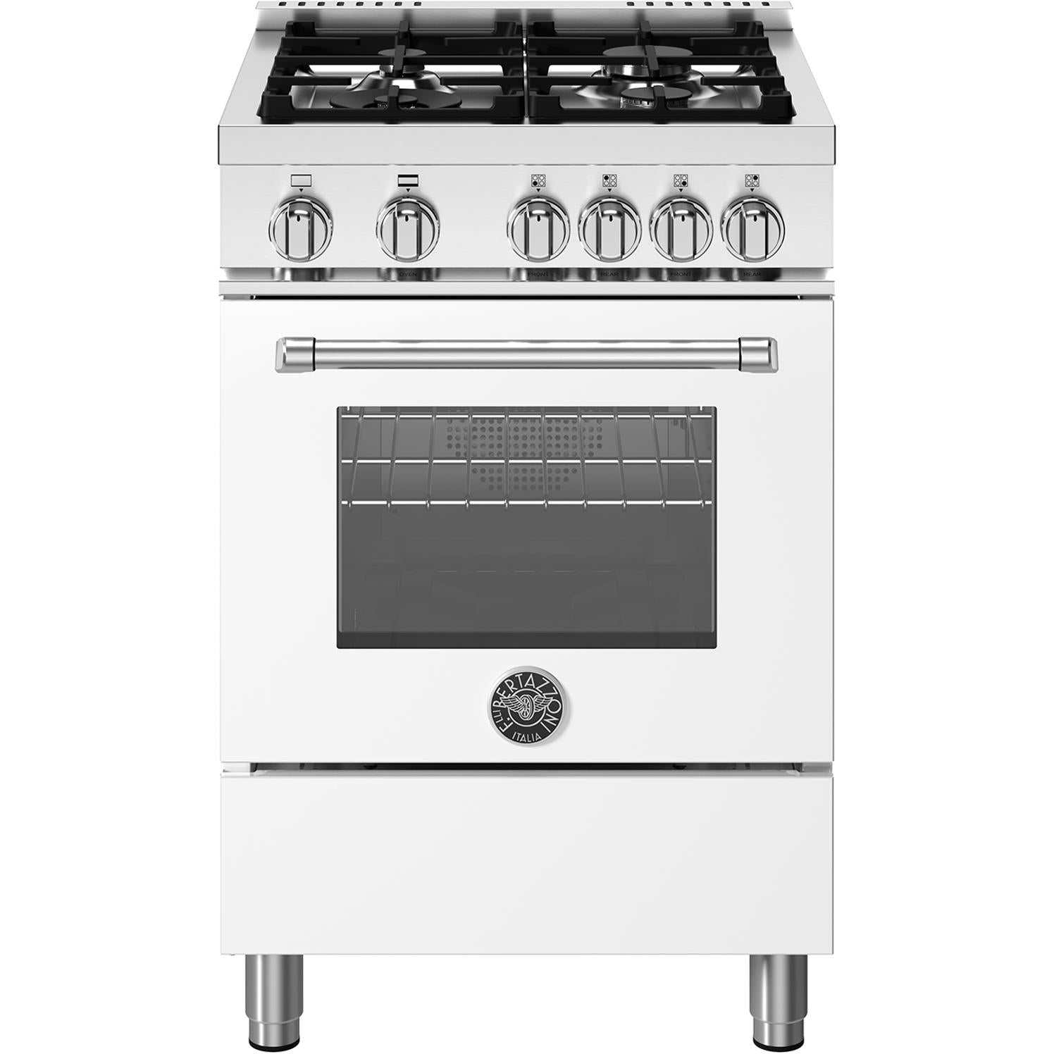 Bertazzoni 24 Inch Freestanding Gas Range MAS244GASBIV - Professional Italian Gas Stove for Home Kitchen, Perfect for Baking, Roasting & Everyday Cooking